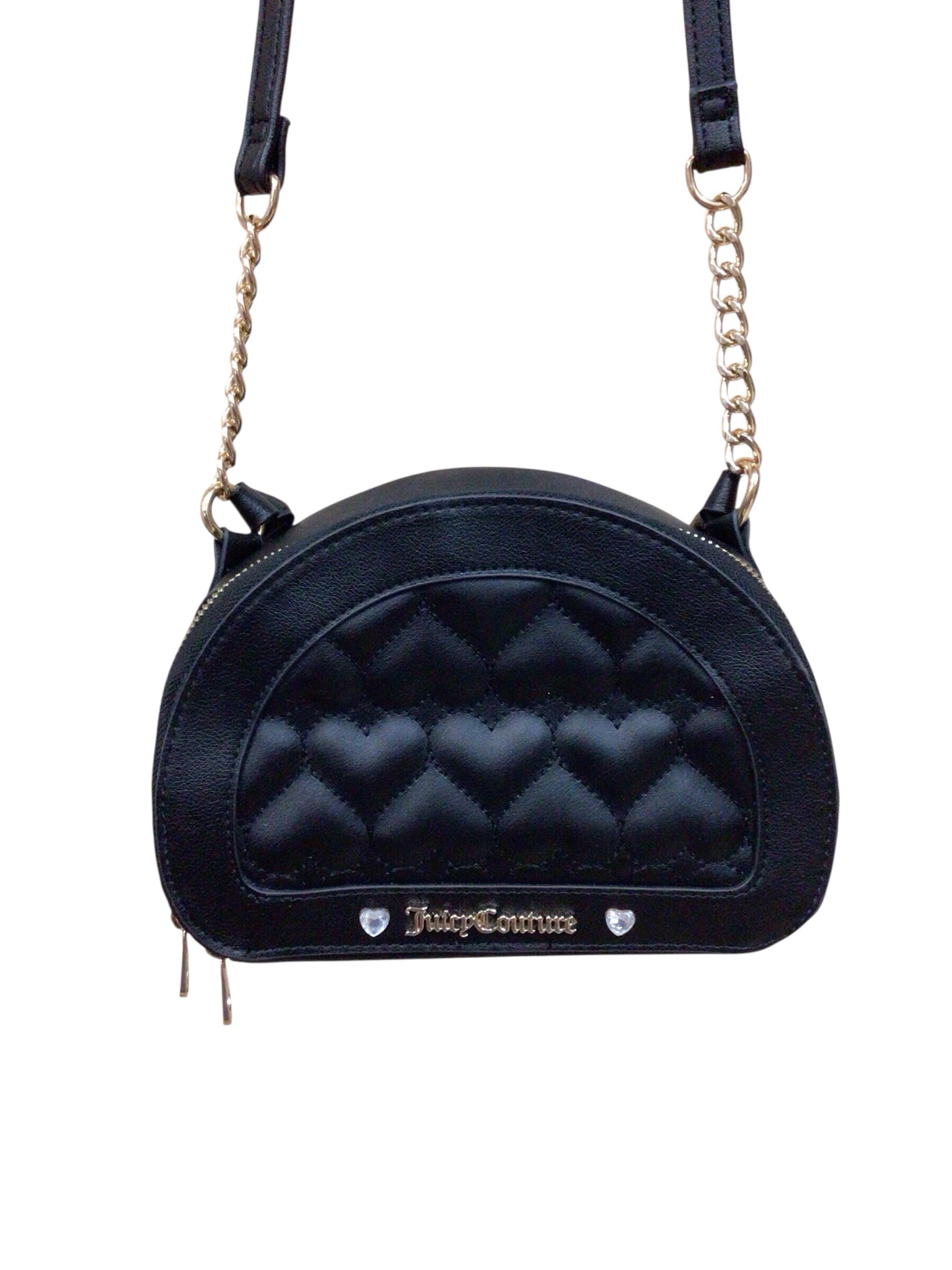 Juicy Couture Black Faux-Leather Dome Satchel Crossbody Bag
