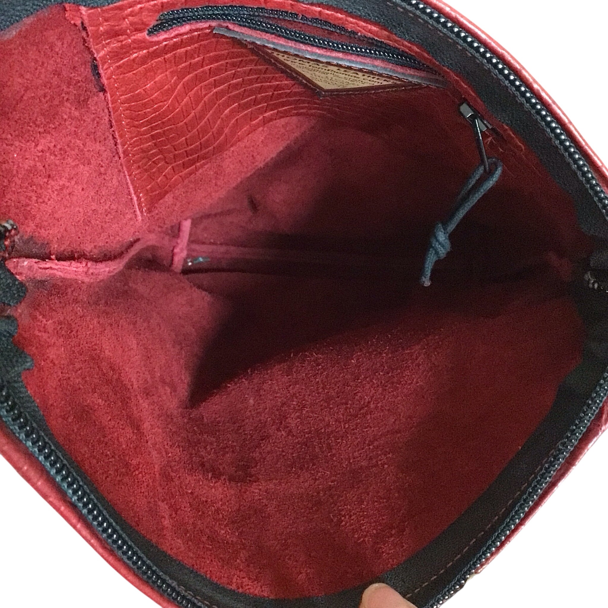 Thomas Leathers Red Leather Crossbody Bag