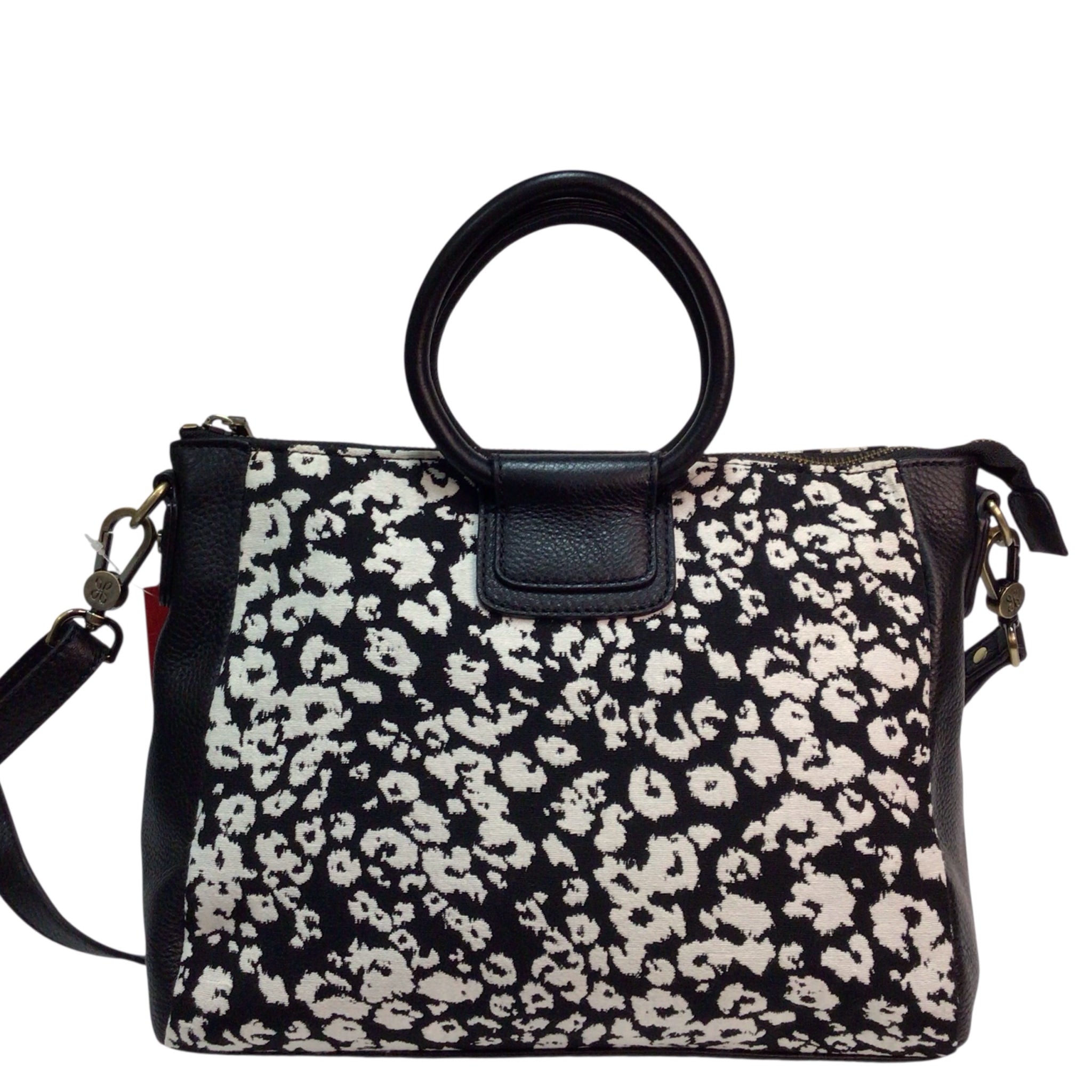 HOBO Sheila Black White Satchel Crossbody Bag
