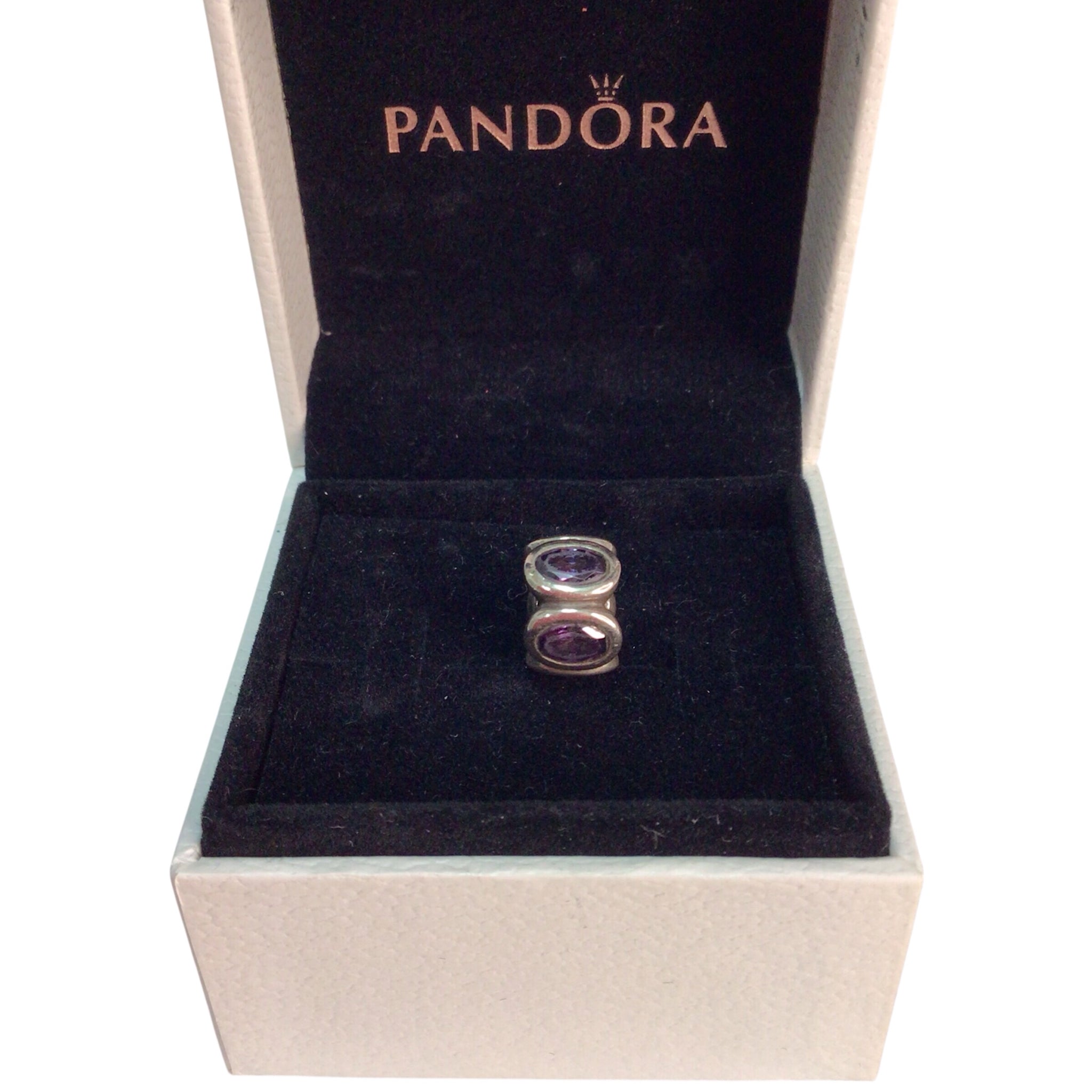 Pandora "Oval Lights" Amethyst & Sterling Silver Jewelry Charm