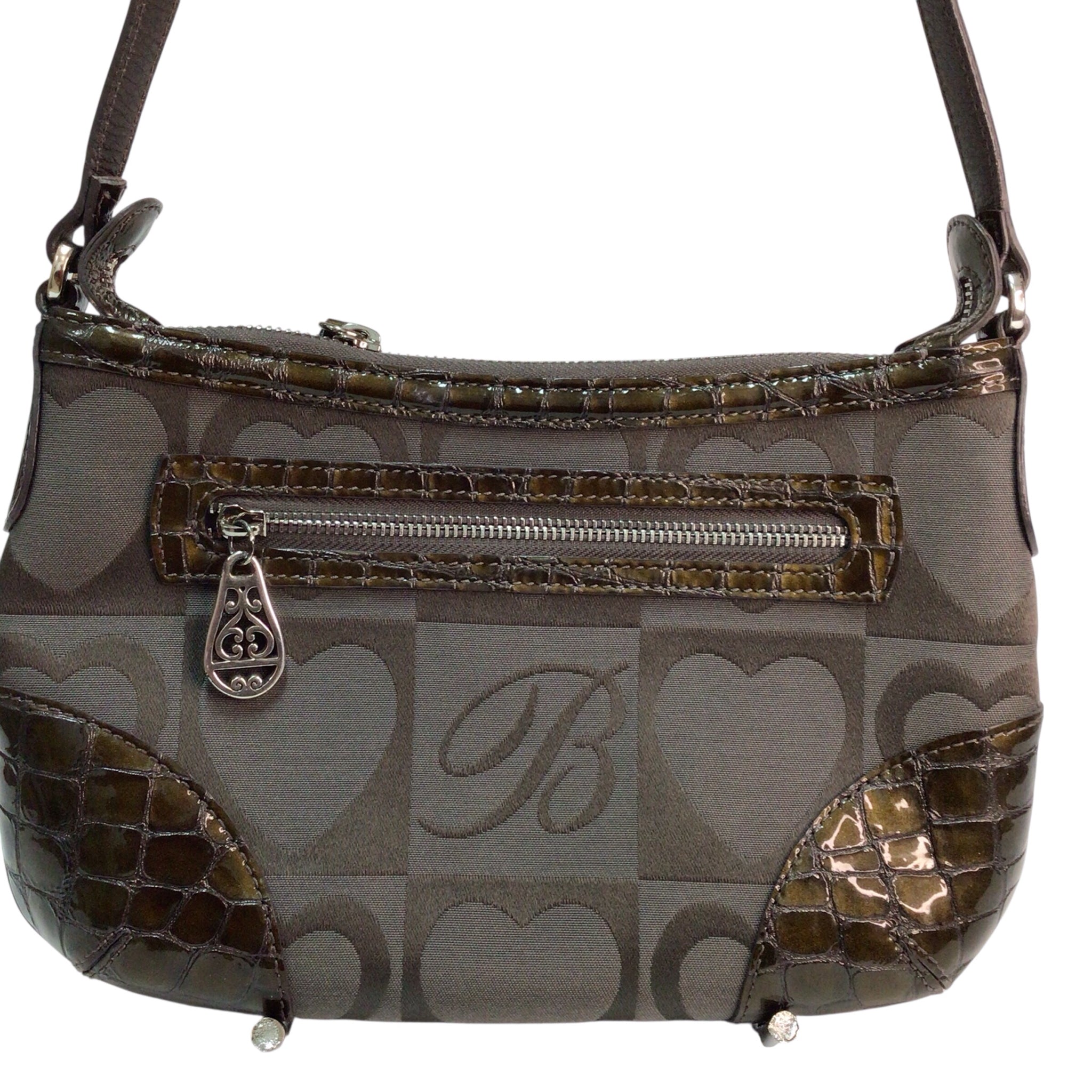 Brighton Leather and Canvas Hearts Handbag
