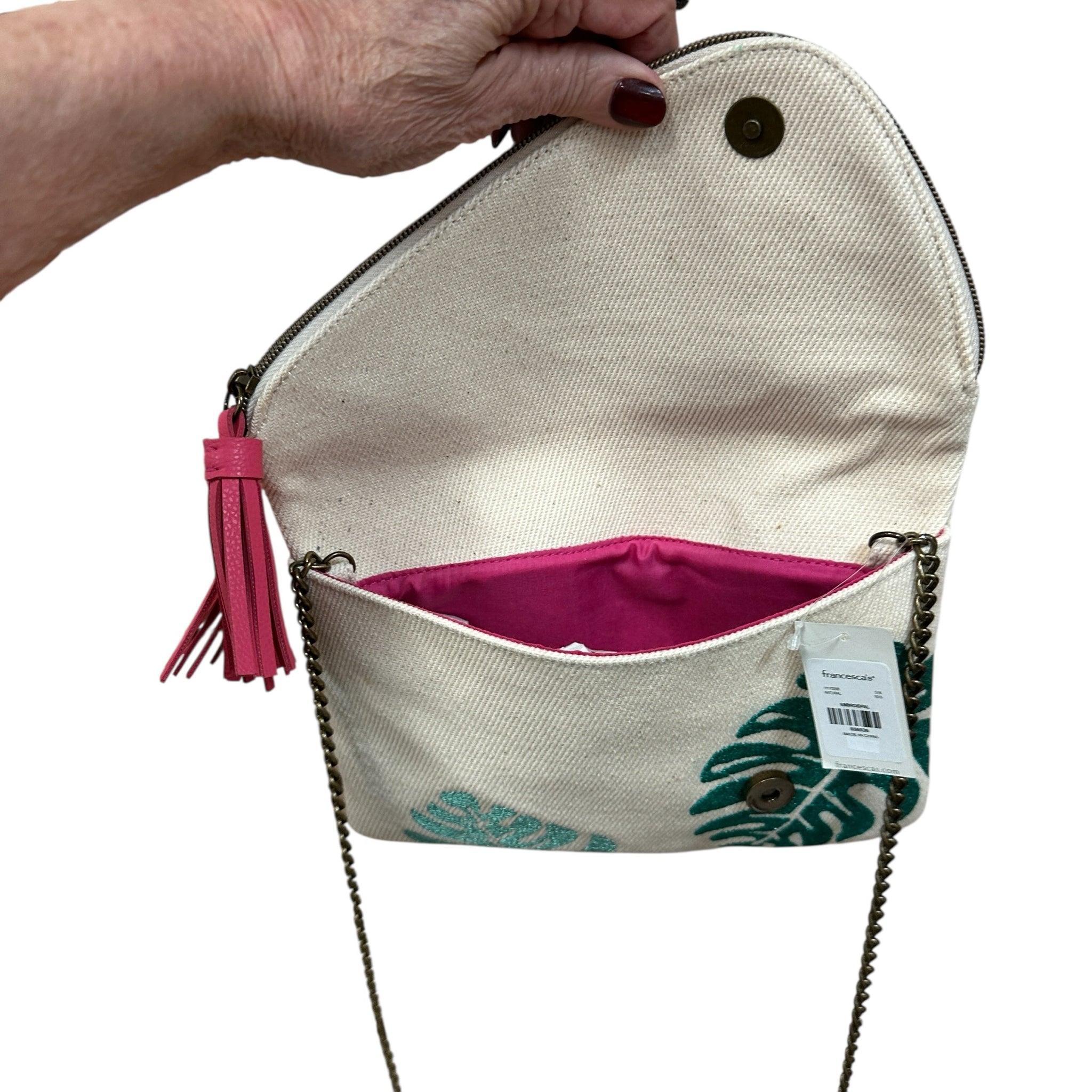 Francesca's Tropical Print Canvas Crossbody Bag