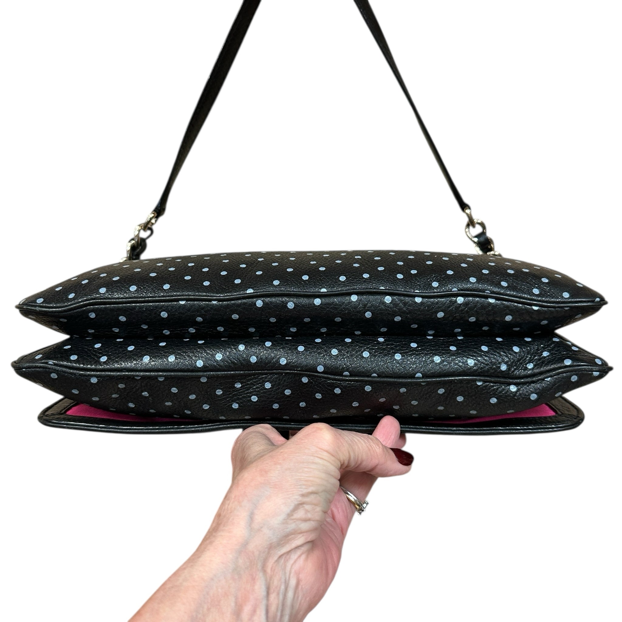 Kate Spade Leather Polka Dot Fold Over Shoulder Bag