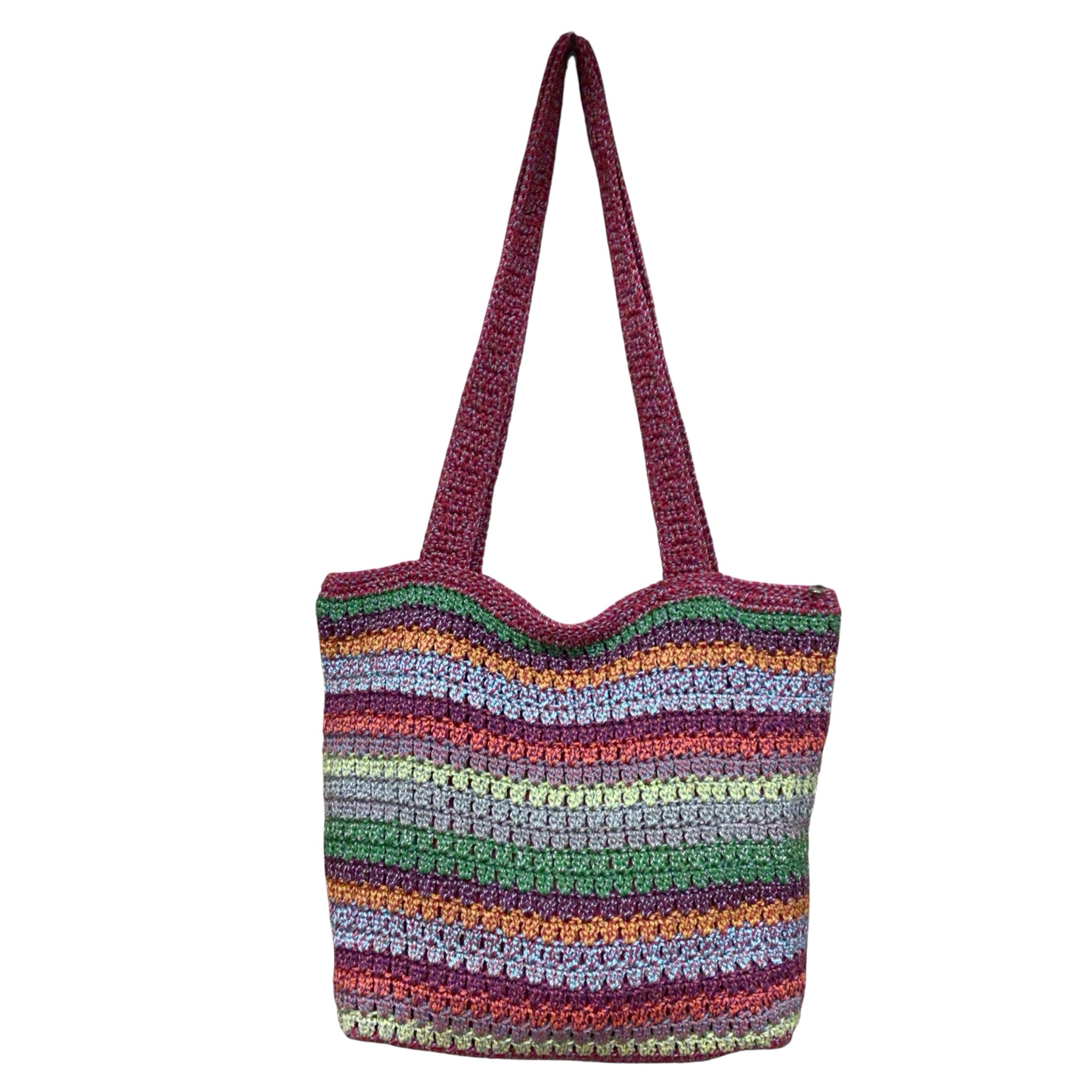 The Sak Multi-Color Striped Boho Crochet Shoulder Bag