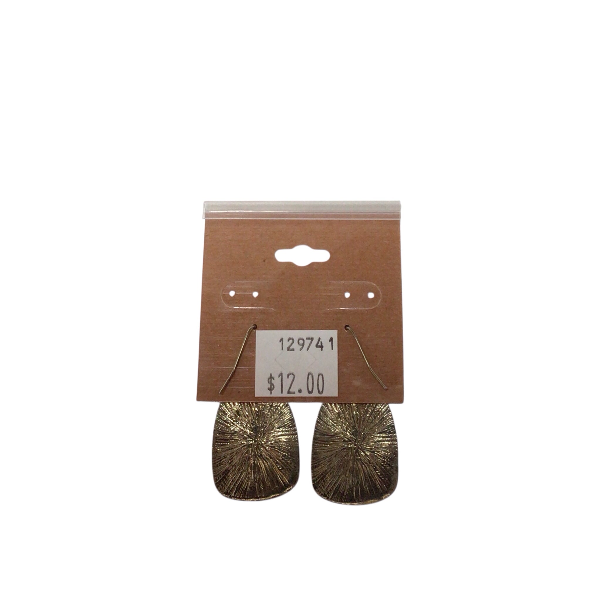 Gold Square Red Gemstone Dangling Earrings