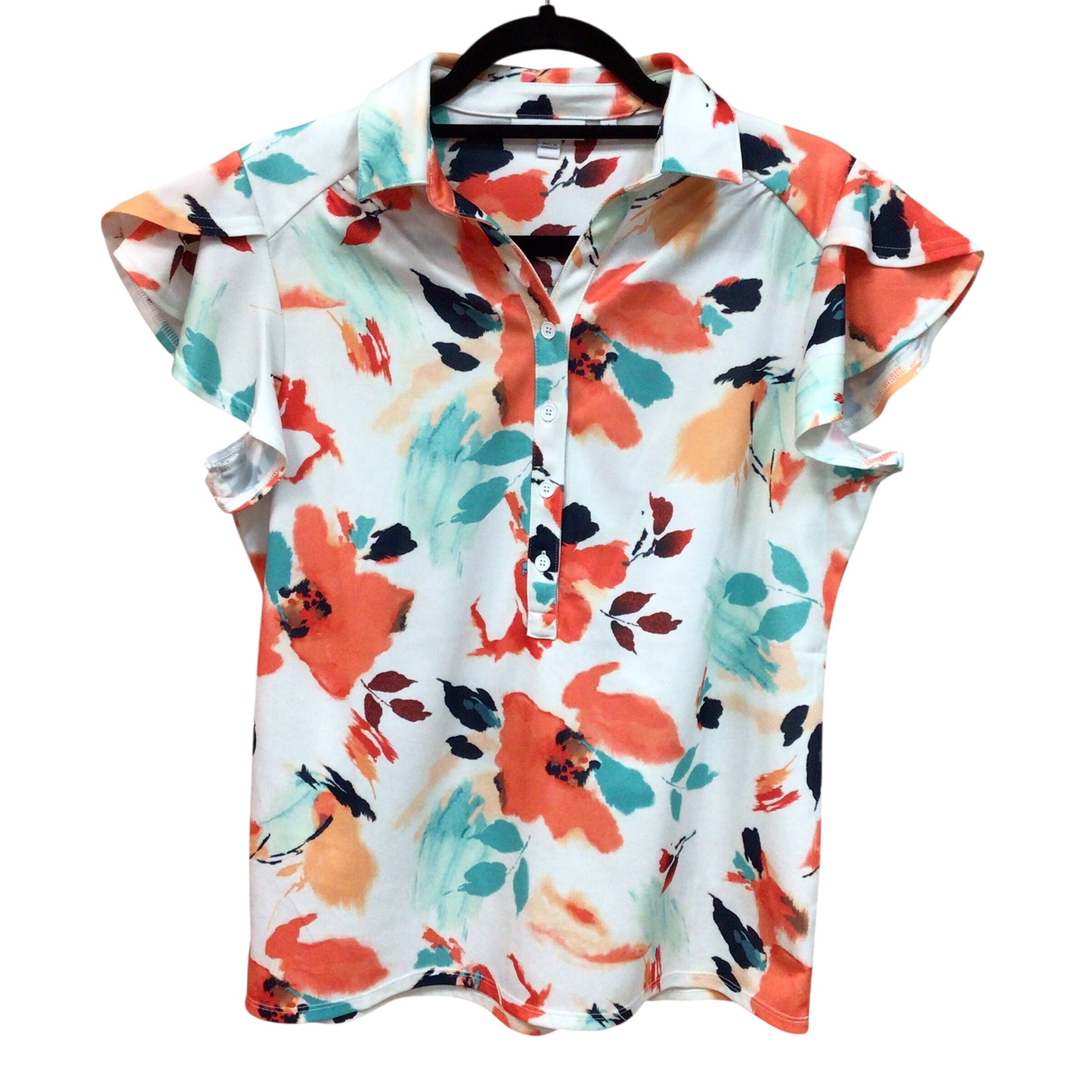Chico's Floral Short Sleeve Top Size Medium