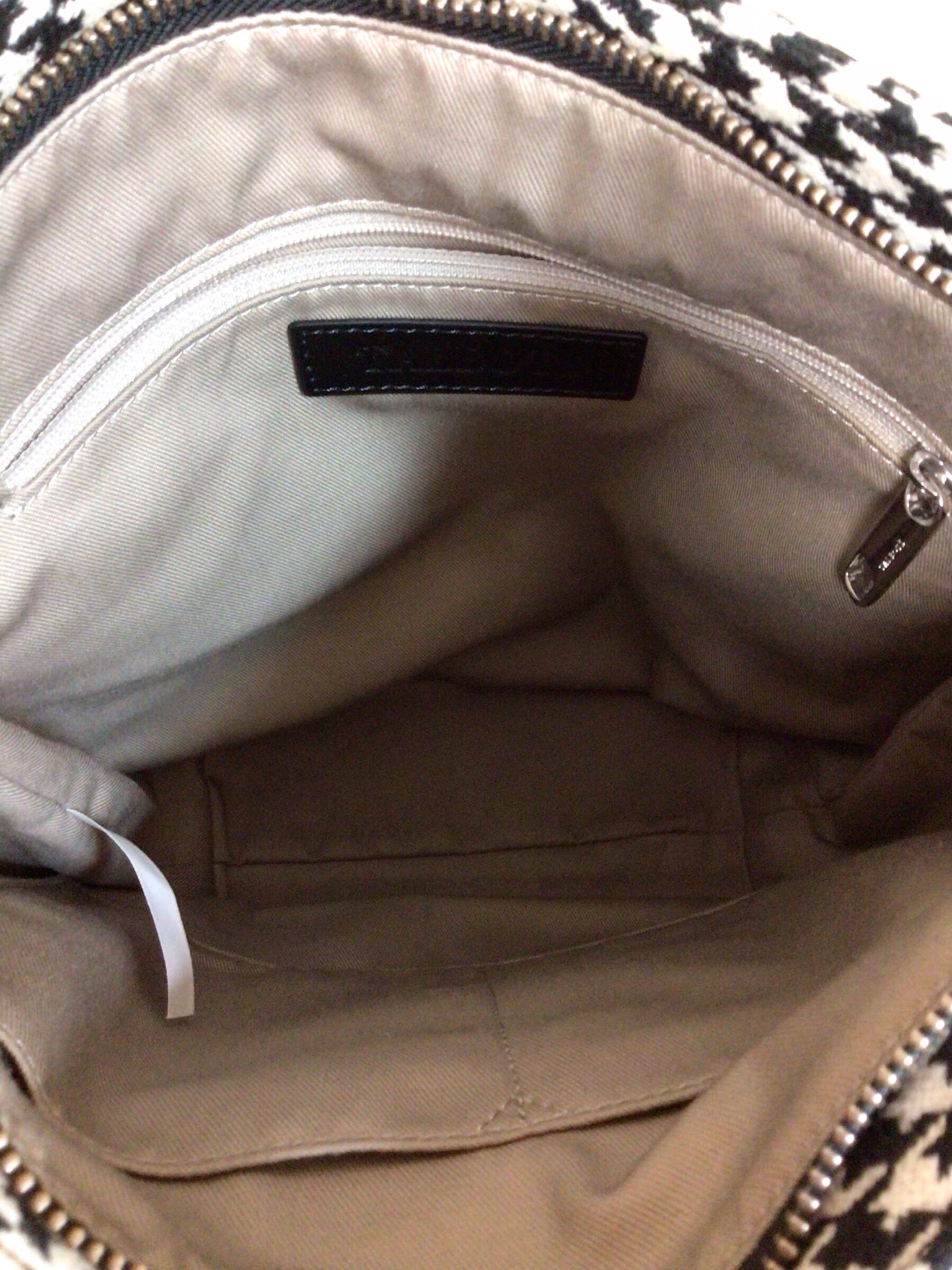 Talbots Black & White Houndstooth Bucket Shoulder Bag
