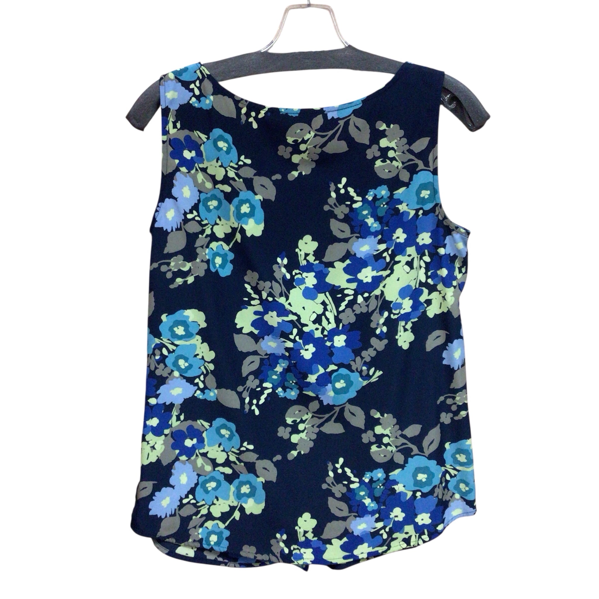 Croft & Barrow Sleeveless Navy & Green Floral Top Size Small