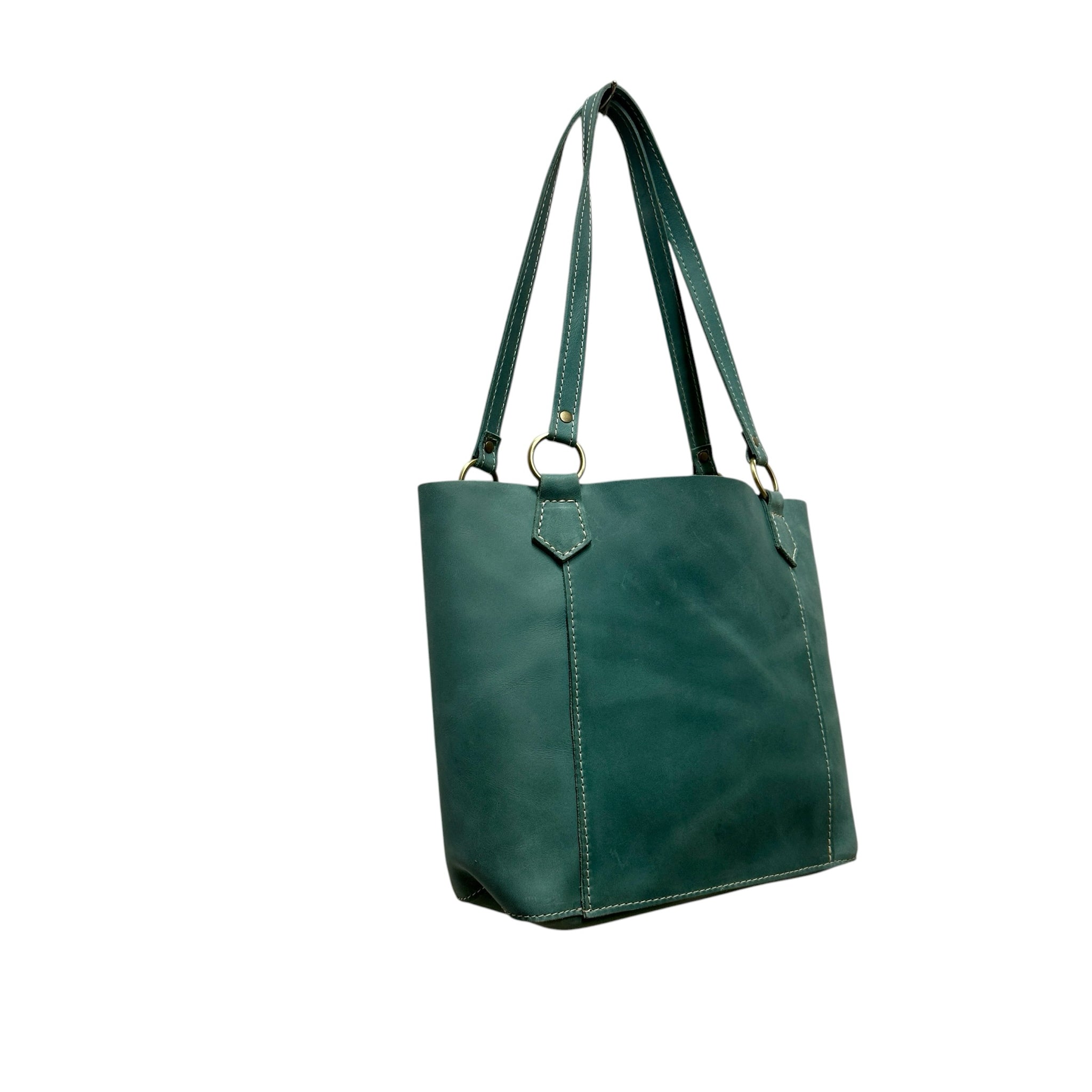 Portland Leather Light Blue Market Tote Bag