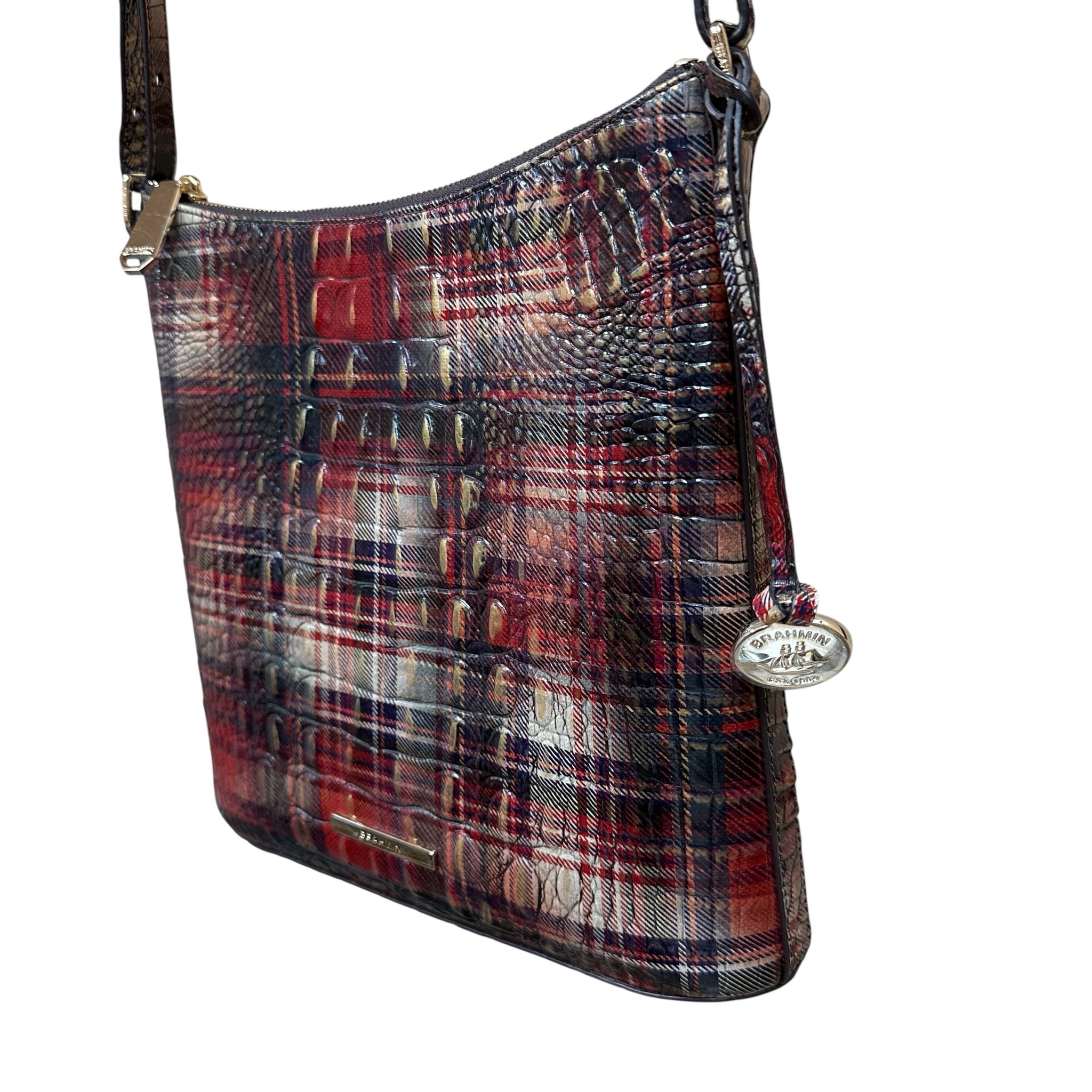 Brahmin "Katie" Red Tartan Crossbody Bag