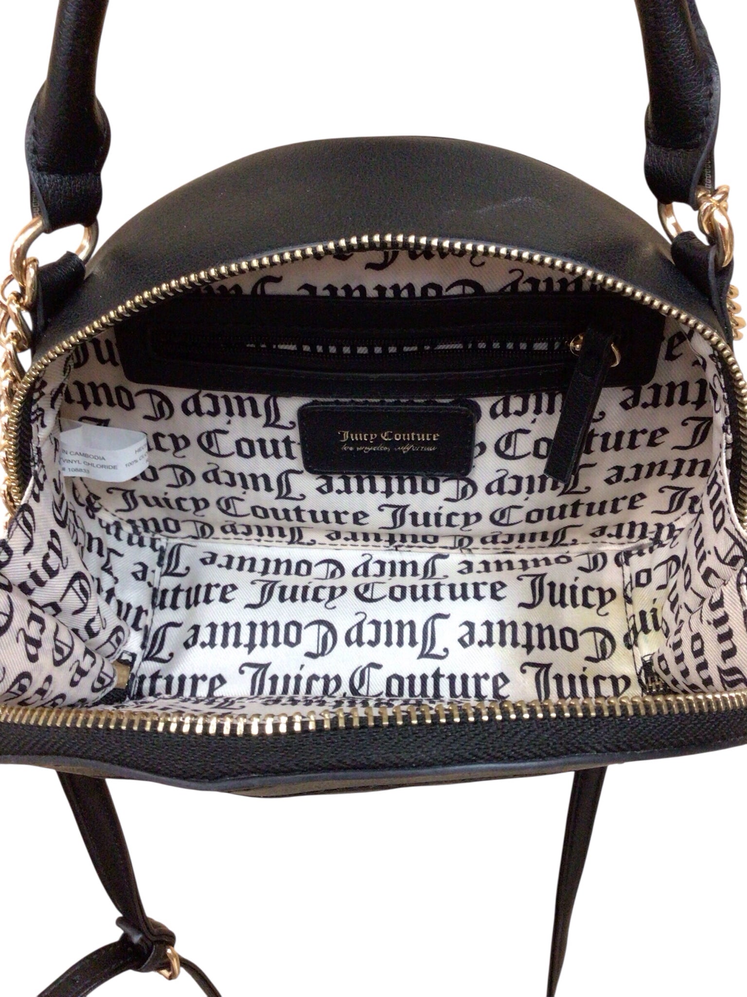 Juicy Couture Black Faux-Leather Dome Satchel Crossbody Bag
