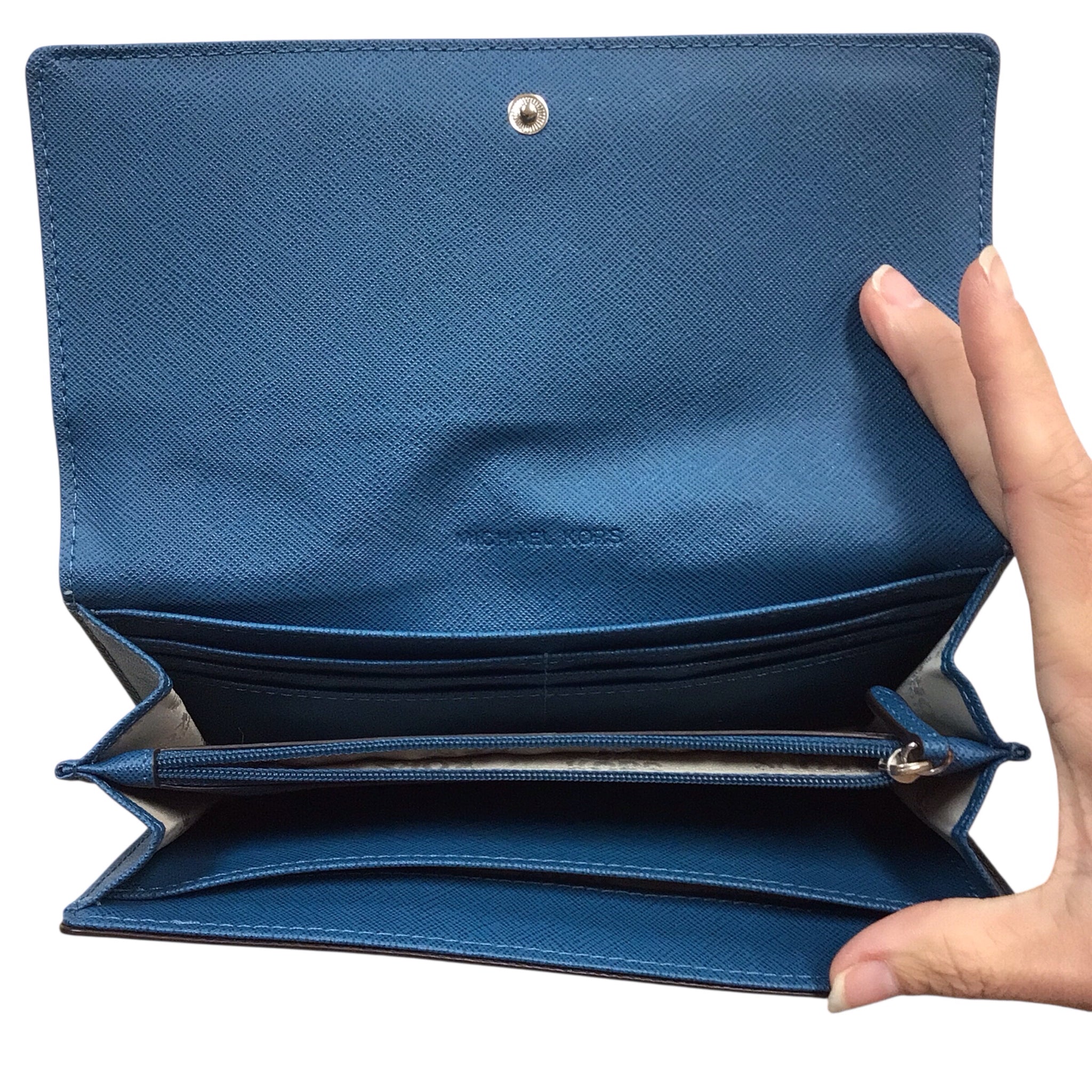 Michael Kors Jet Set Large Crossgrain Leather Snap Wallet