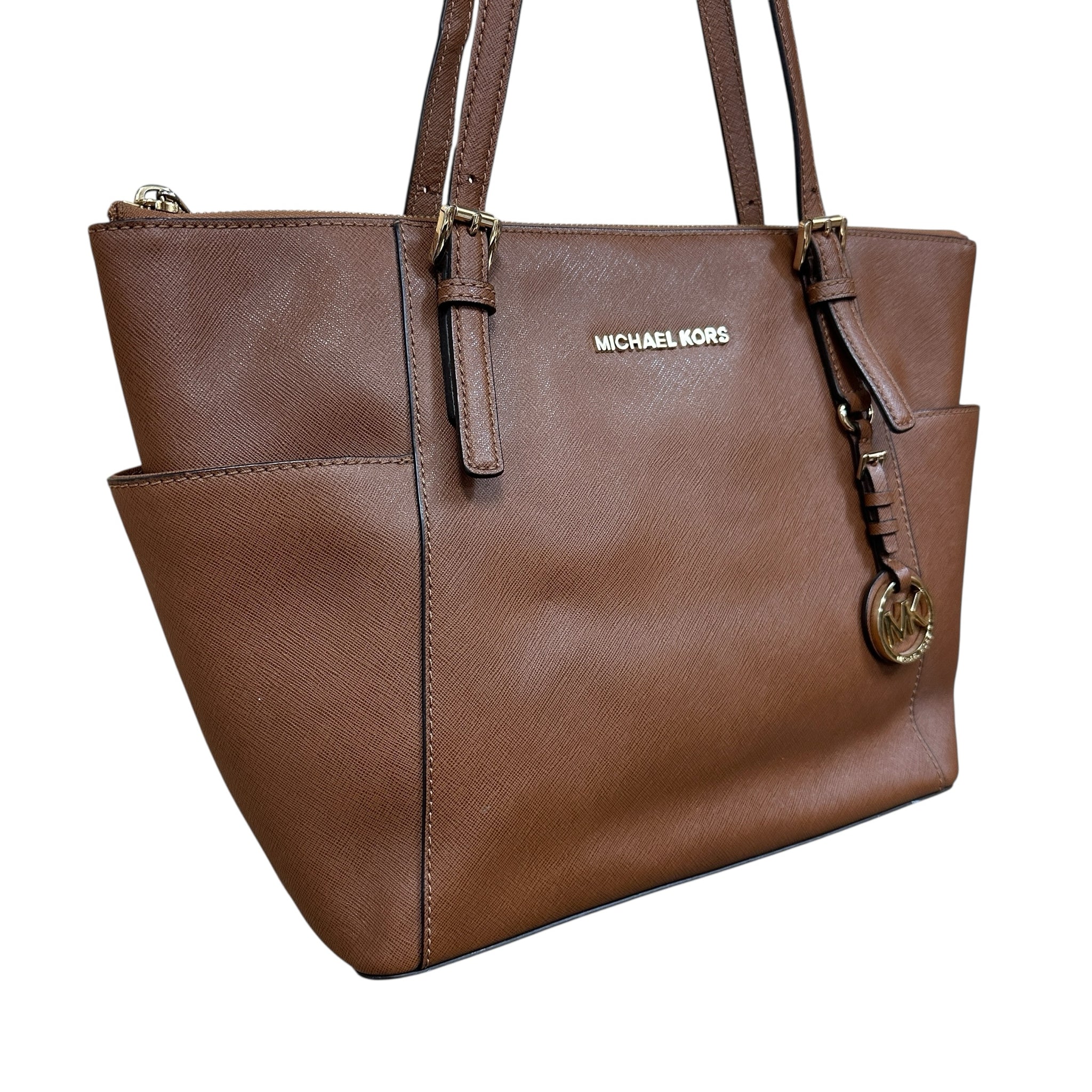 Michael Kors "Jet Set" Brown Leather Tote Bag