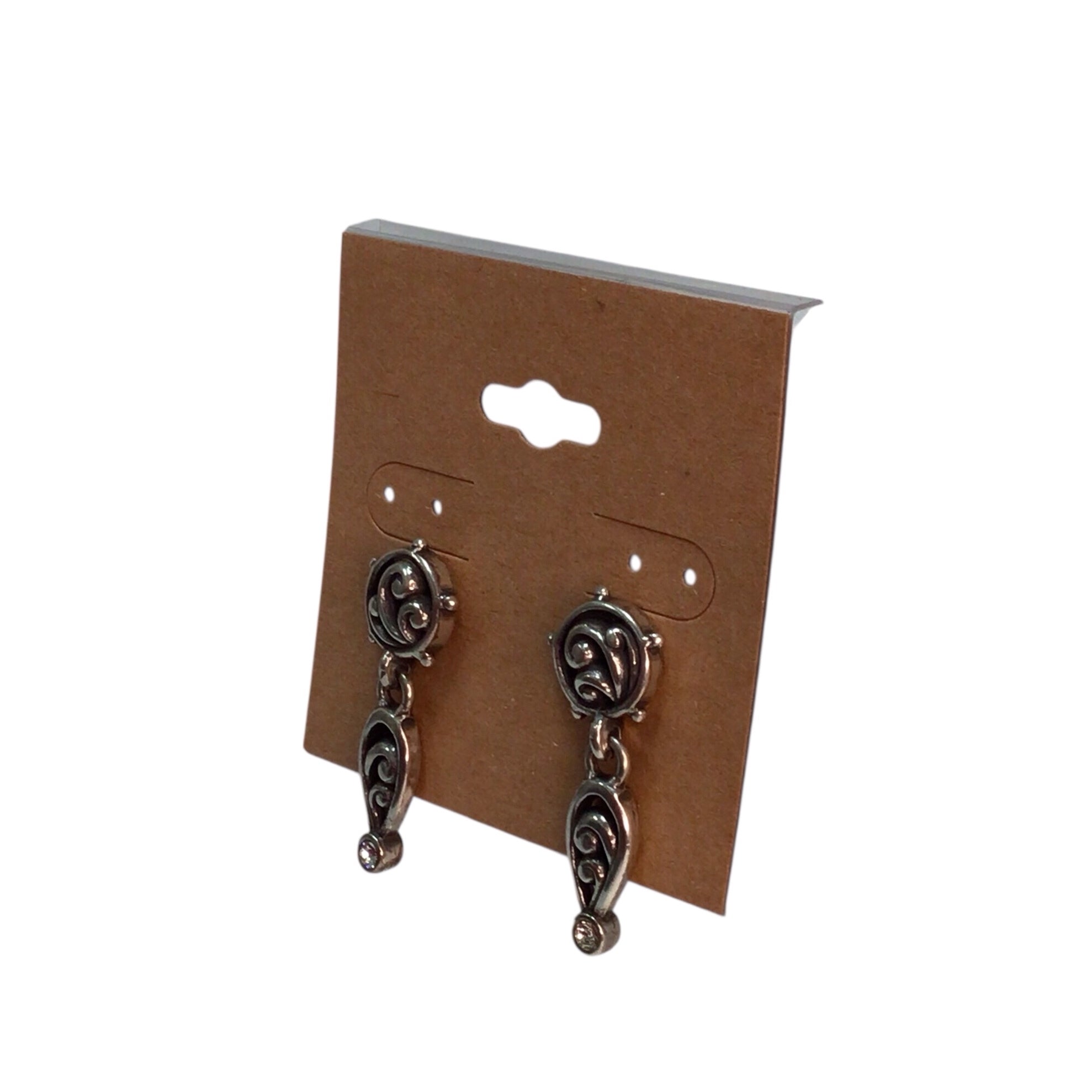Brighton Silver Toned Scroll Dangling Post Earrings