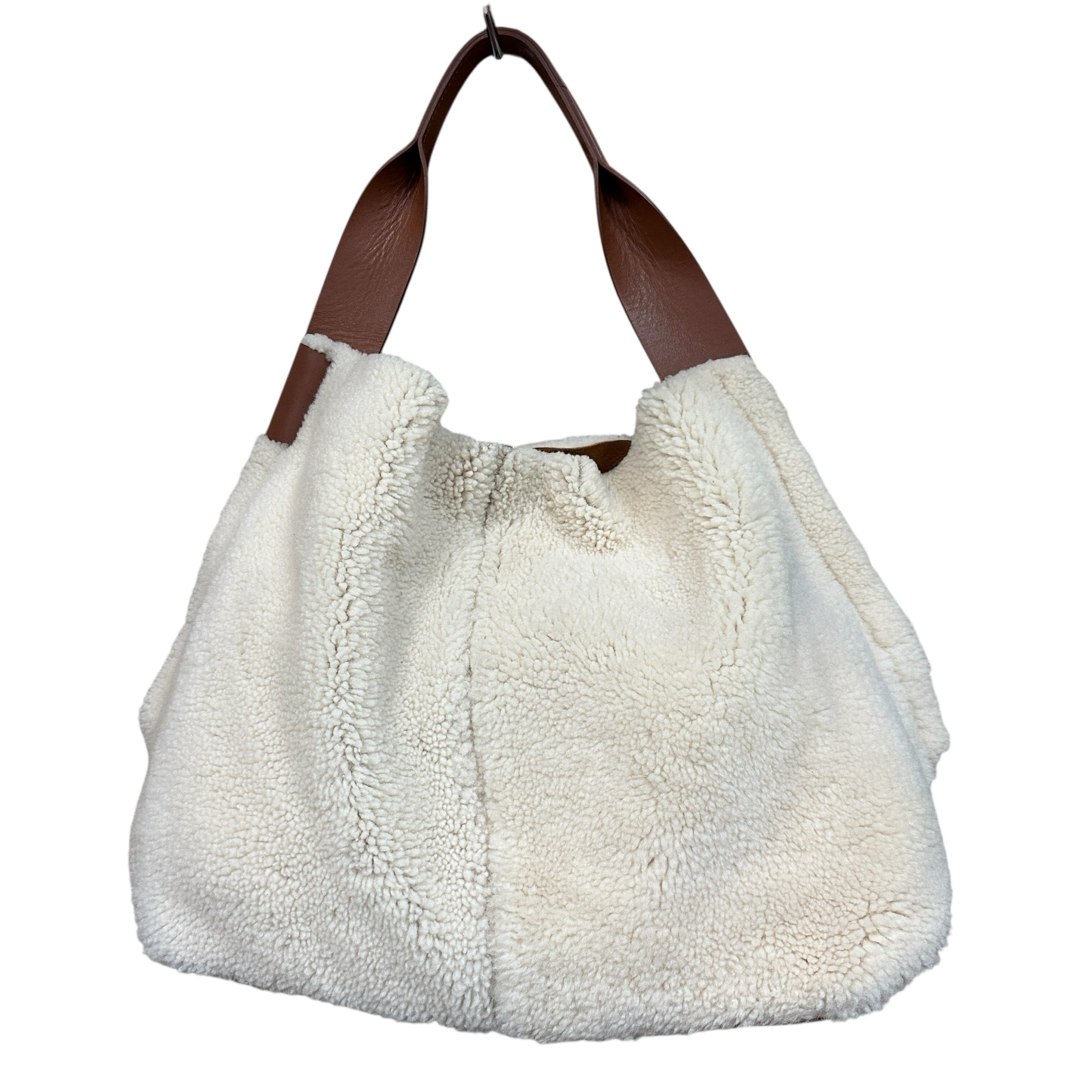 Shinola "The Runwell" Shearling Oat & Tan Shoulder Bag