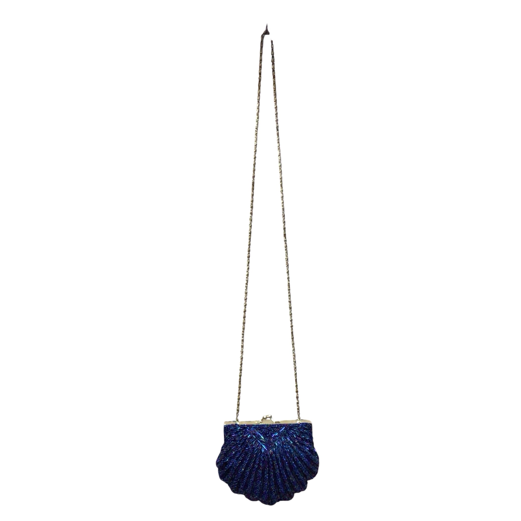 La Regale Purple Beaded Shell Crossbody