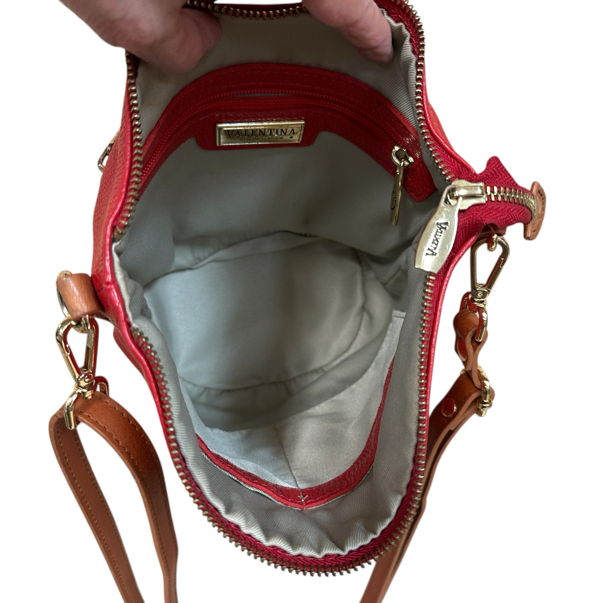 Valentina Red Italian Leather Crossbody Bag