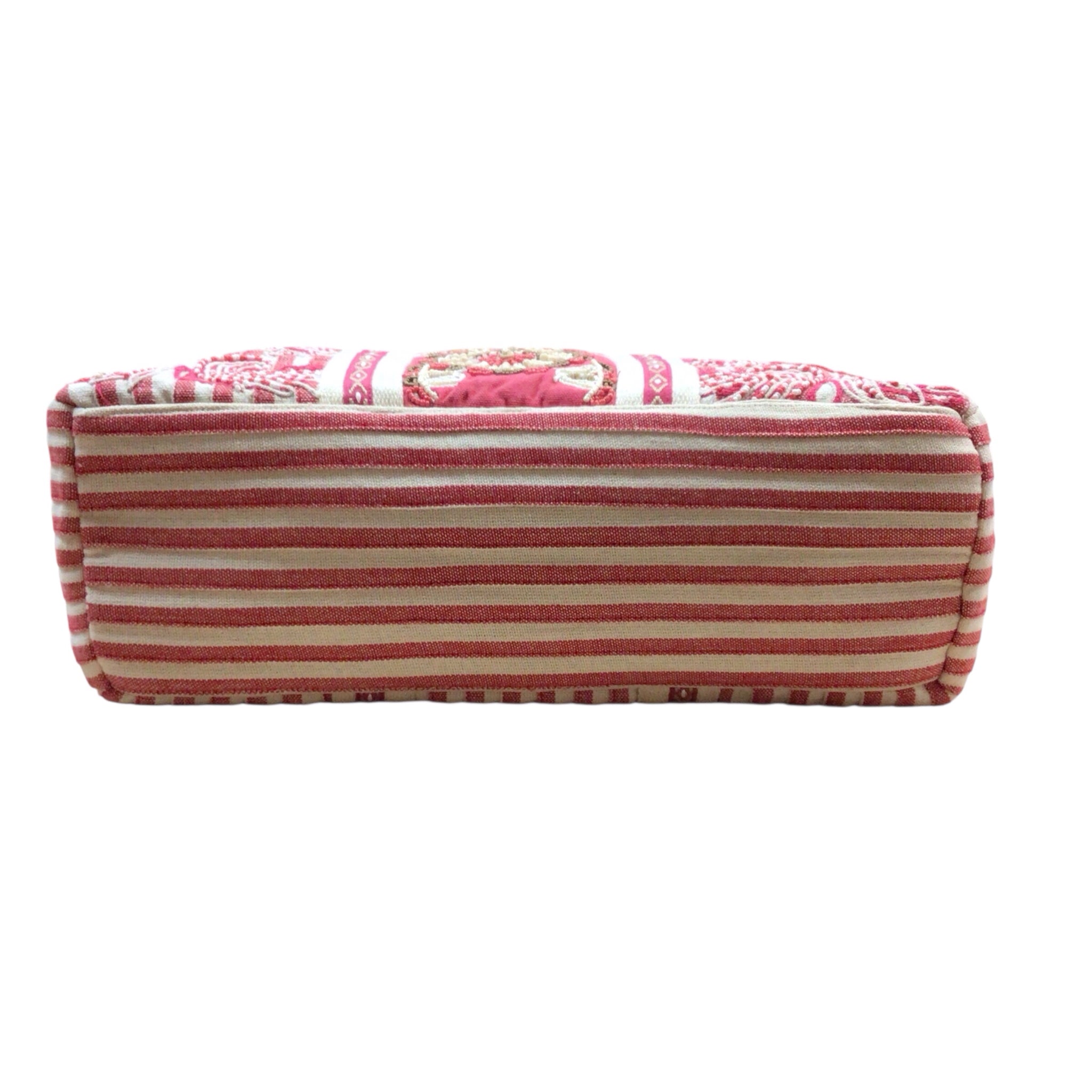 Chico's Red & White Embellished Canvas Tote