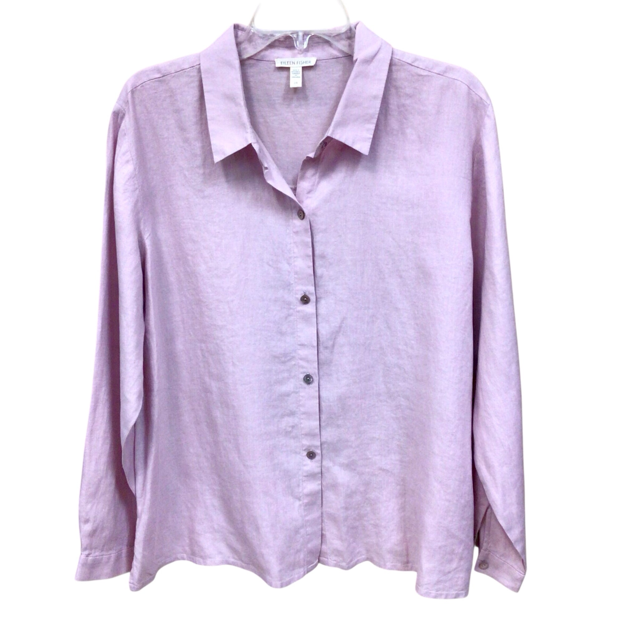 Eileen Fisher Pink Long Sleeve Button Up Top Size Large