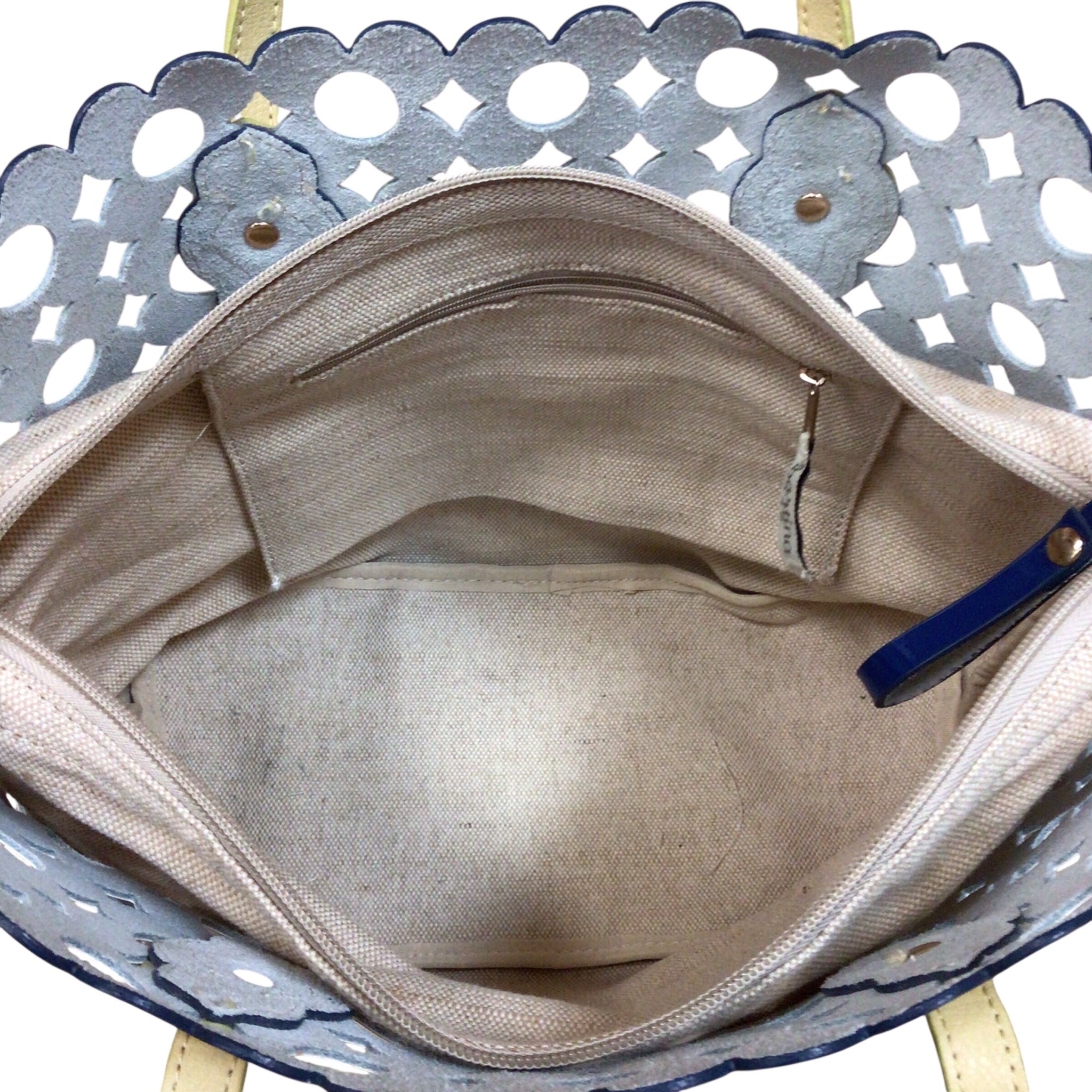 Spartina 449 "Daisy Dash" Blue Patent Leather Tote