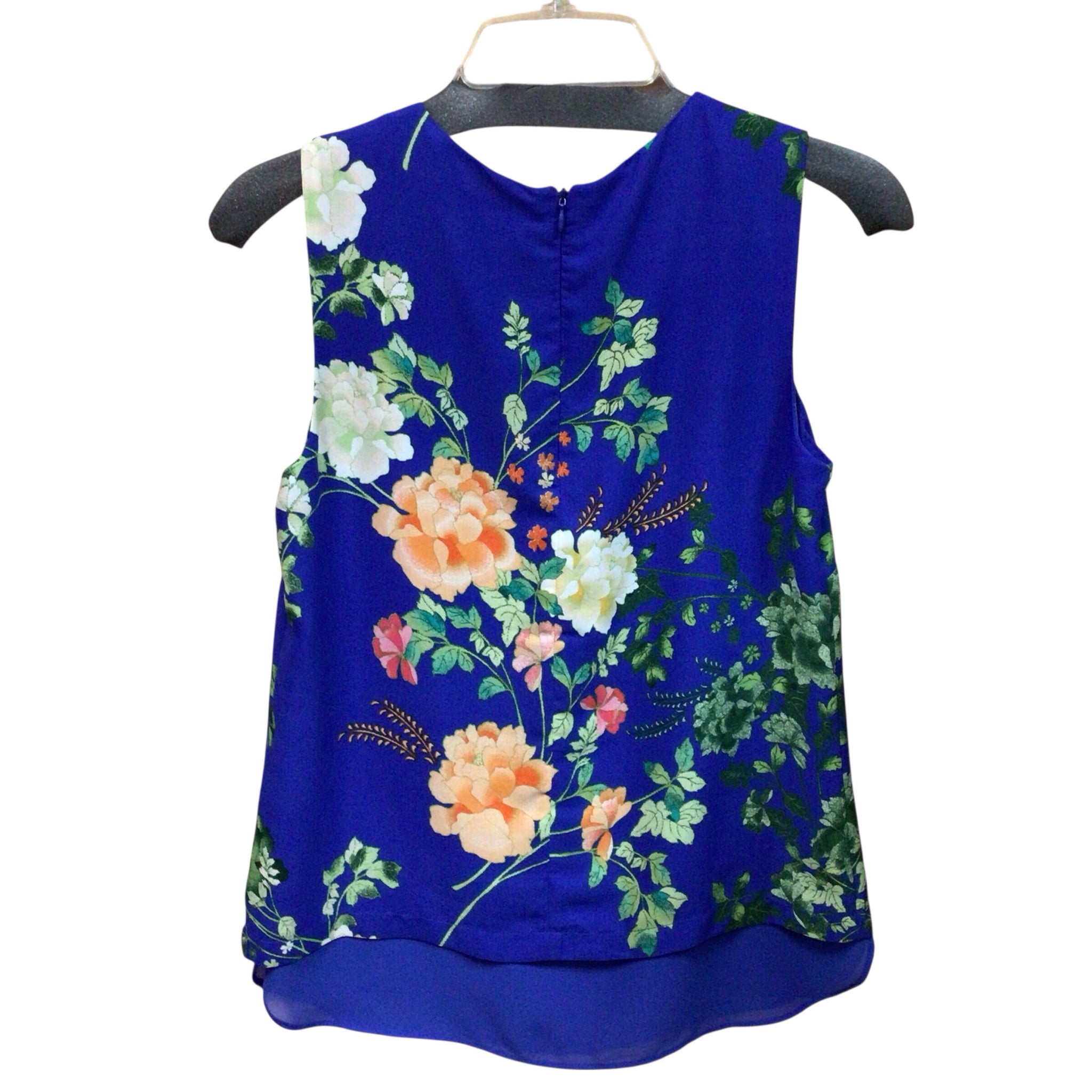 Rose & Olive Blue Floral Sleeveless Top Size XS