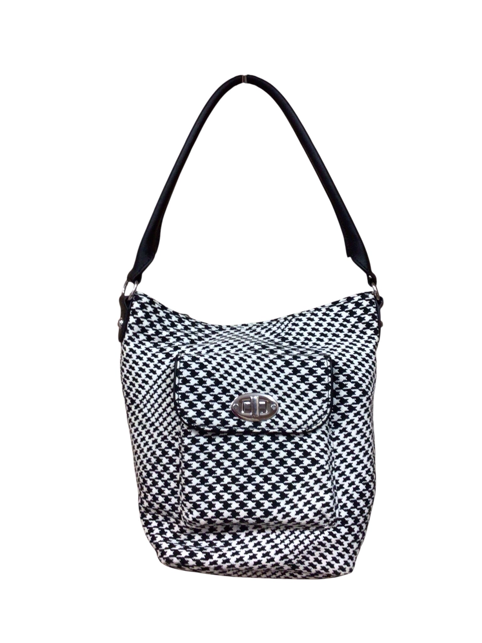 Talbots Black & White Houndstooth Bucket Shoulder Bag