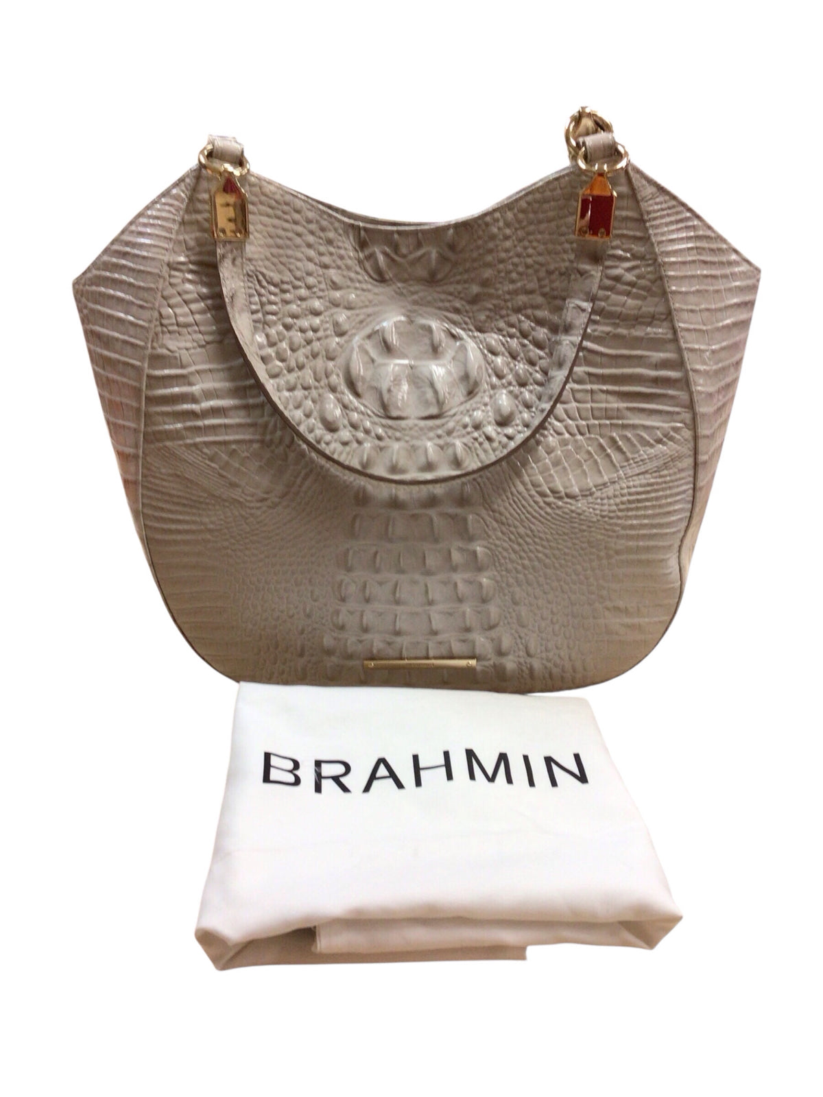 Brahmin "Marianna" Pumice Melbourne Gray Leather Shoulder Bag