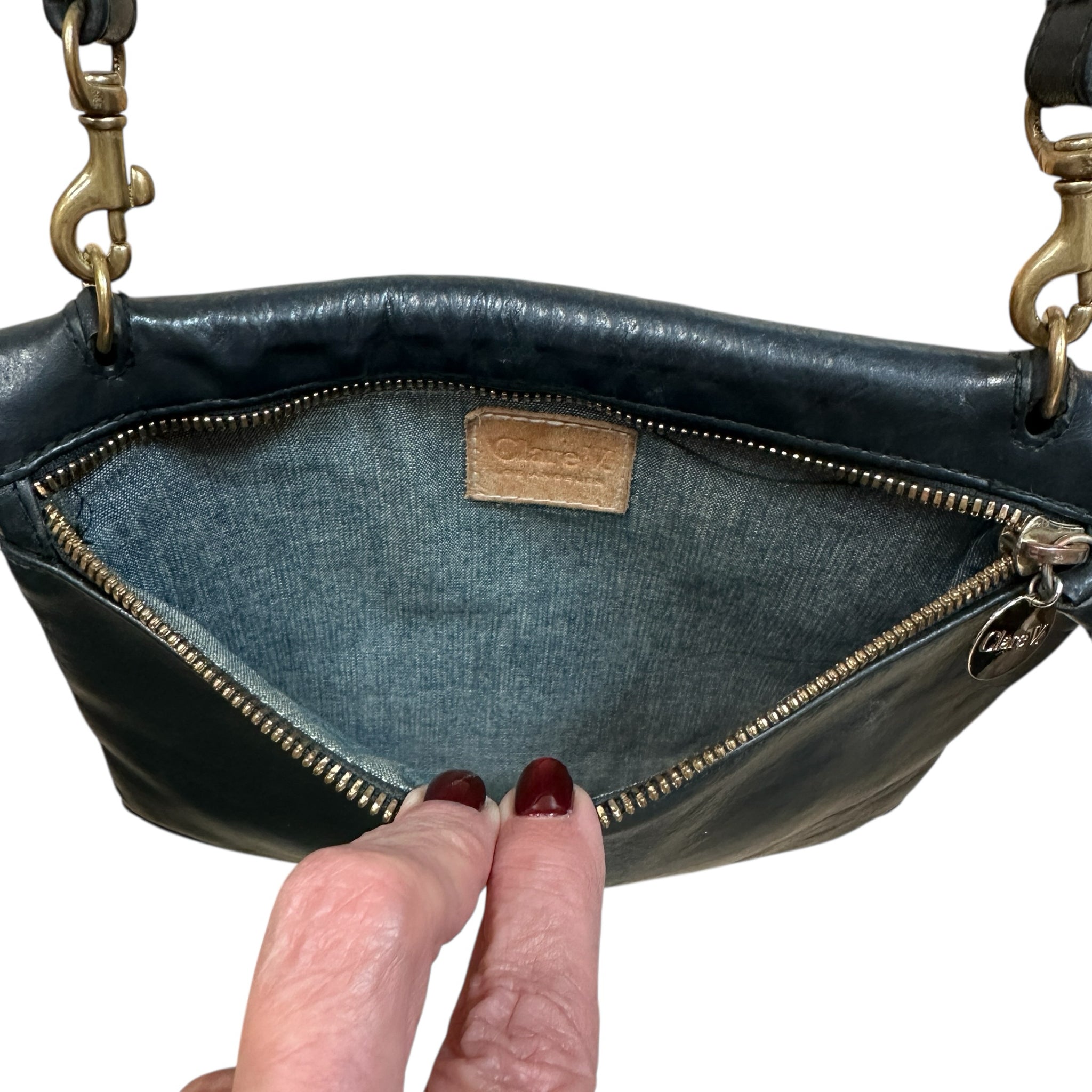 Clare V. Jumelle Rustic Black Leather Crossbody Bag