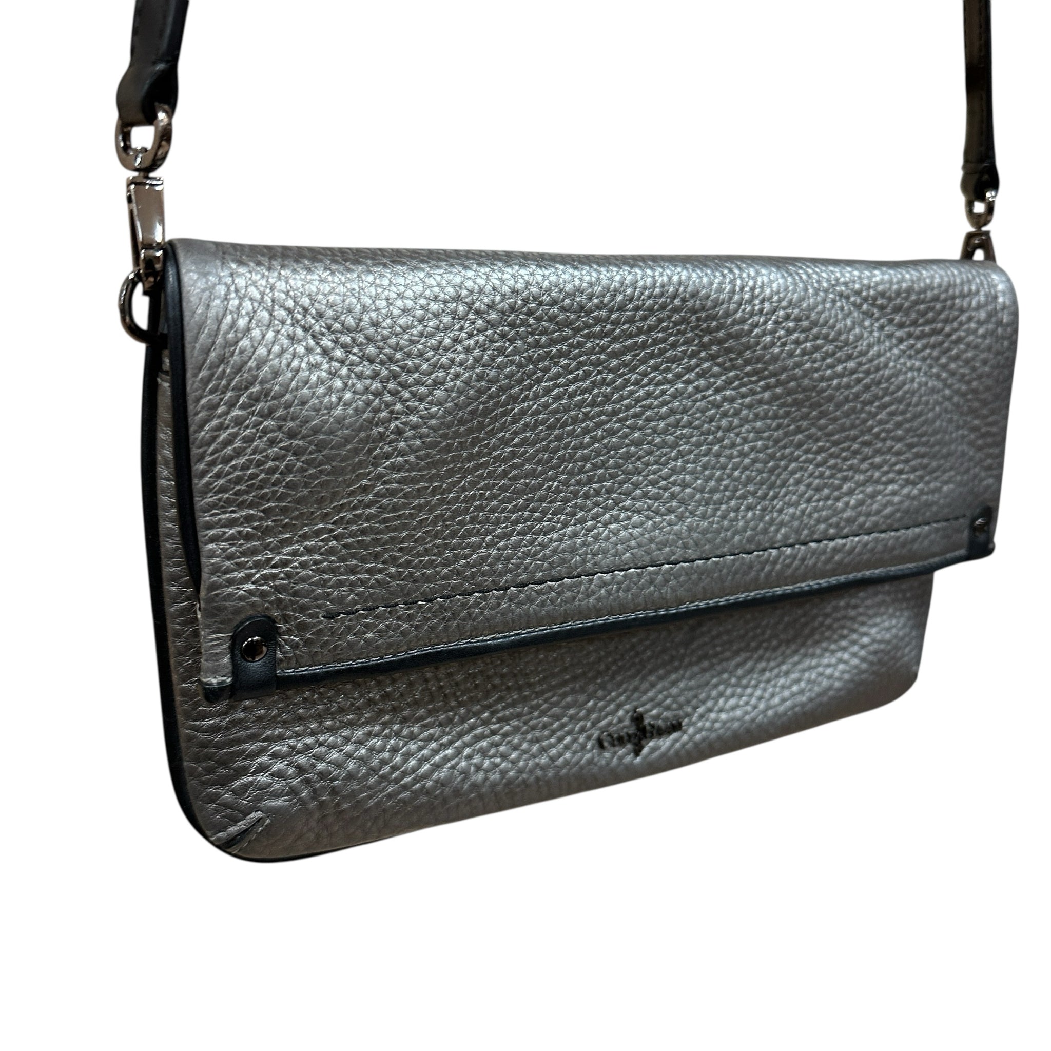 Cole Haan Gray Leather Foldover Flap Crossbody Bag