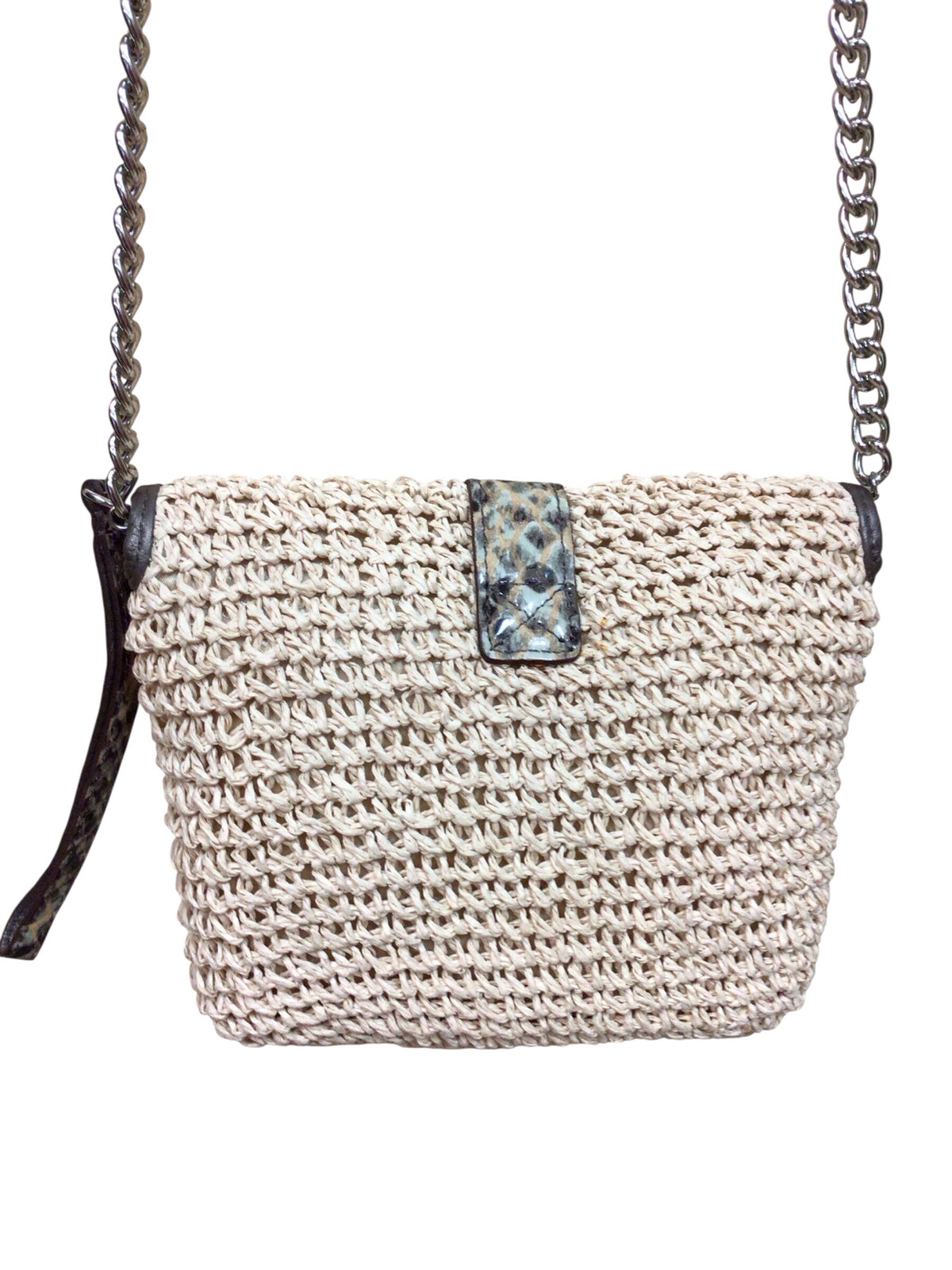 Brighton Mini Straw & Leather Wristlet Crossbody Bag