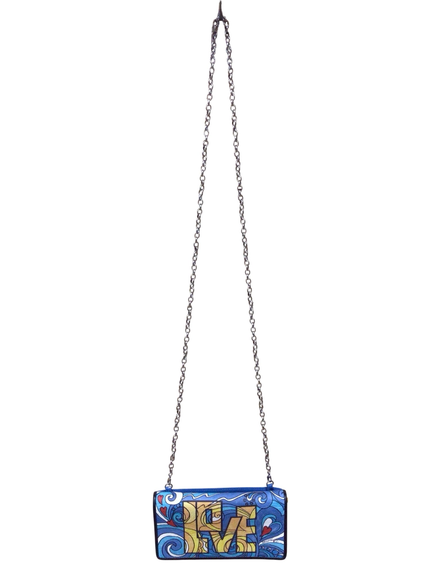 Brighton "Love Groove" Blue & Yellow Slim Wallet Crossbody Bag