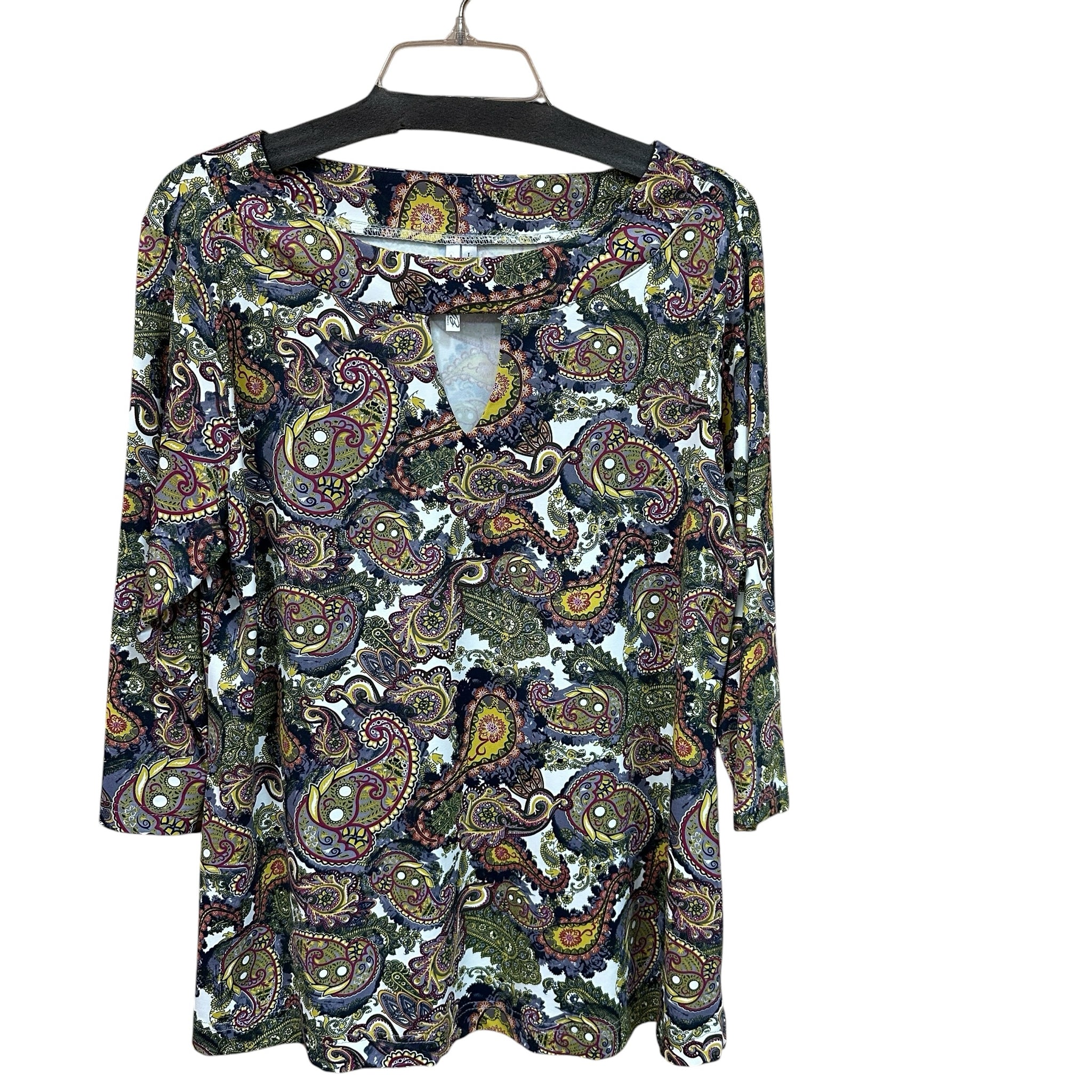 Lulu B Size Large 3/4 Sleeve Paisley Print Top