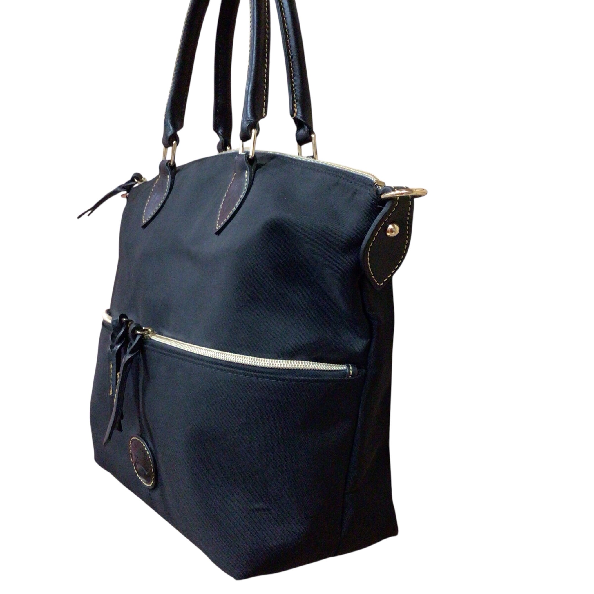 Dooney & Bourke Black Nylon Large Pocket Satchel Crossbody Shoulder Bag