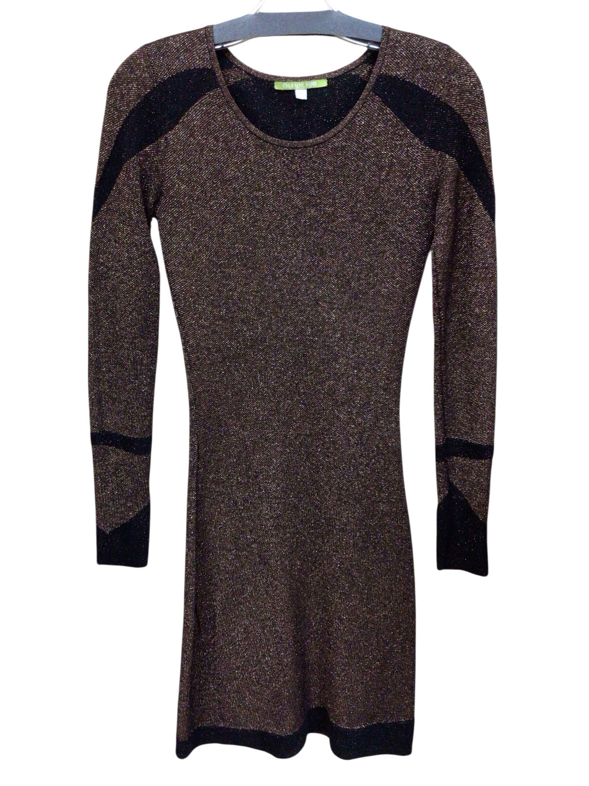 Gianni Bini Bronze Glitter Long Sleeve Dress Size XS