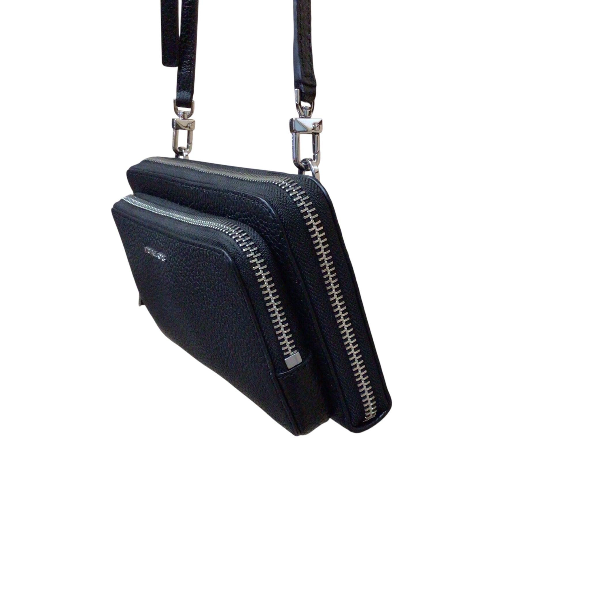 Michael Kors Black Pebbled Leather Crossbody Wallet