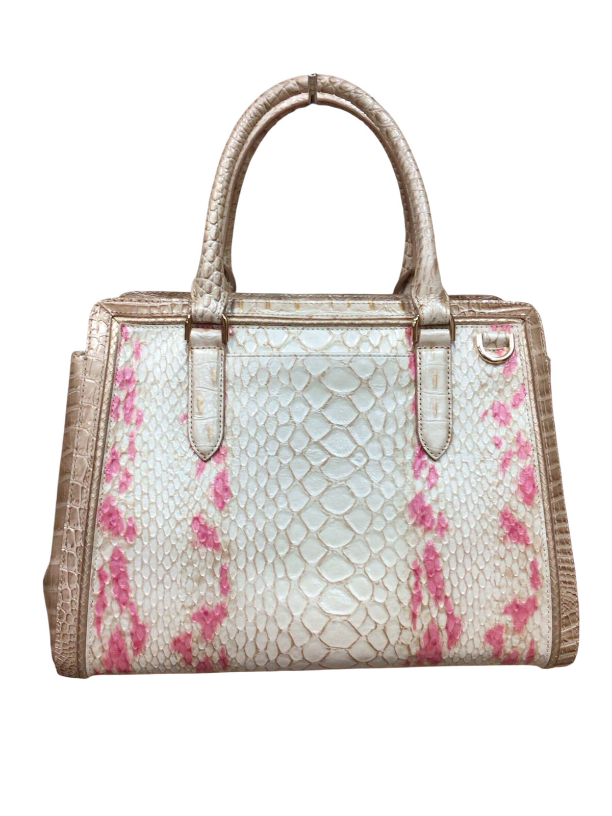 Brahmin Small "Finley" Apricot Rose Valentia Leather Satchel Crossbody Bag