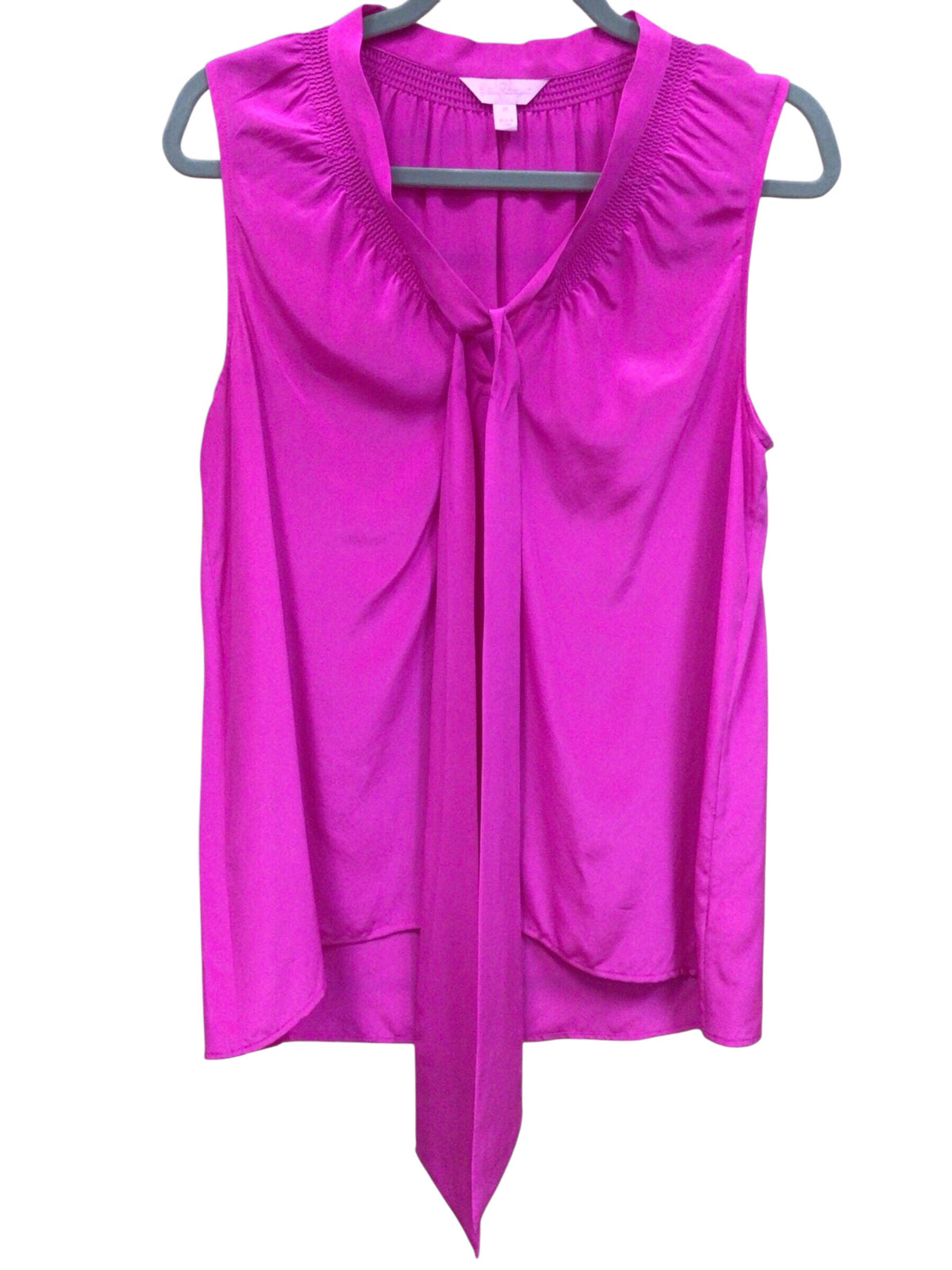 Lilly Pulitzer 100% Silk "Elsa" Sleeveless Hot Pink Top Size Medium