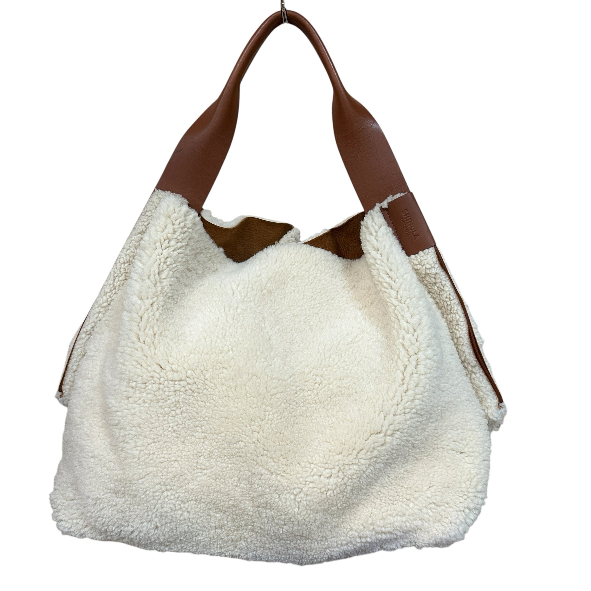 Shinola "The Runwell" Shearling Oat & Tan Shoulder Bag