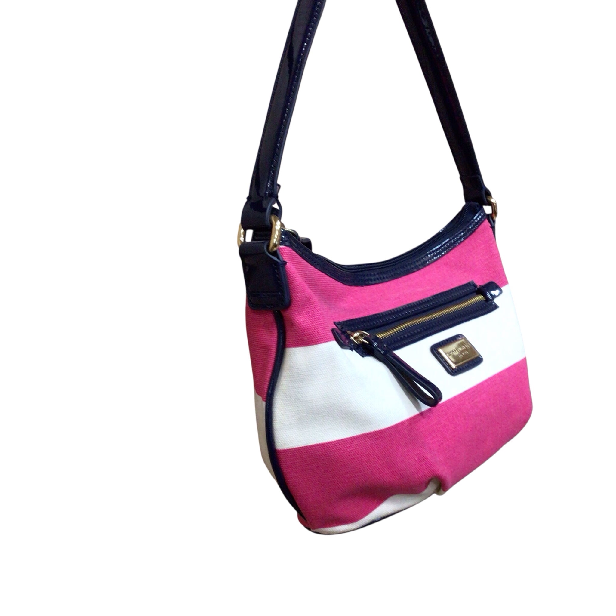 Tommy Hilfiger Pink & White Canvas Satchel