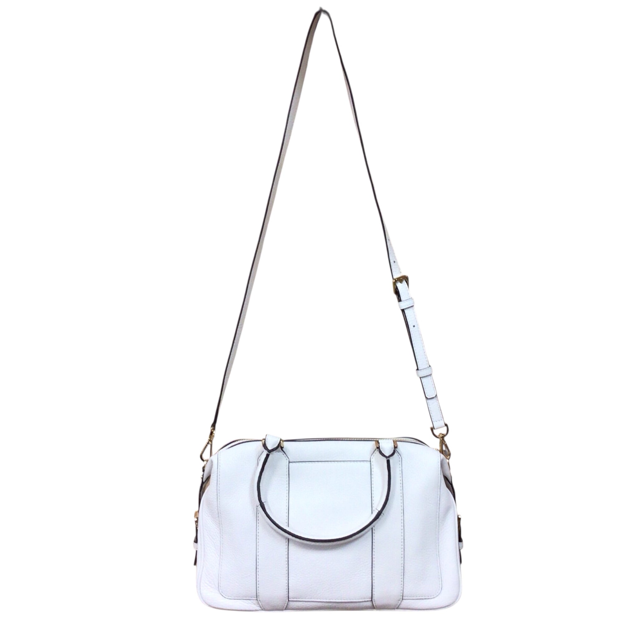 Michael Kors Julia Large Off White Leather Satchel Crossbody Bag