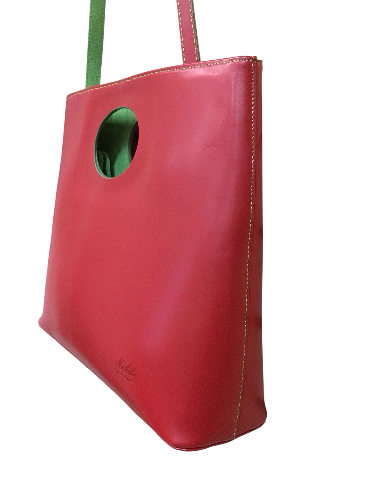 Nobile Made In Italy Red Italian Leather Shoulder Bag