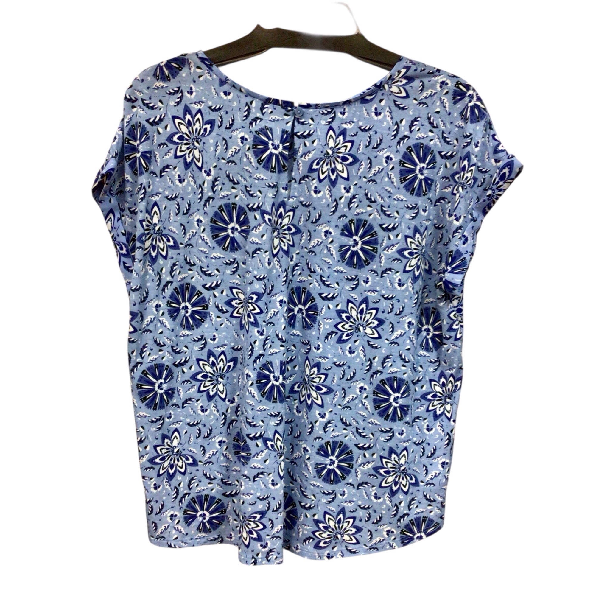 Loft Blue Floral Short Sleeve Top Size Medium
