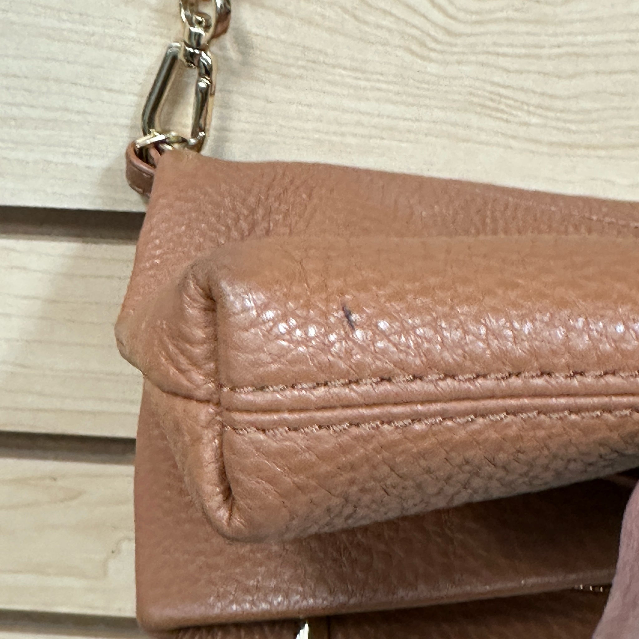 Tory Burch Brown Pebbled Leather Foldover Crossbody Bag