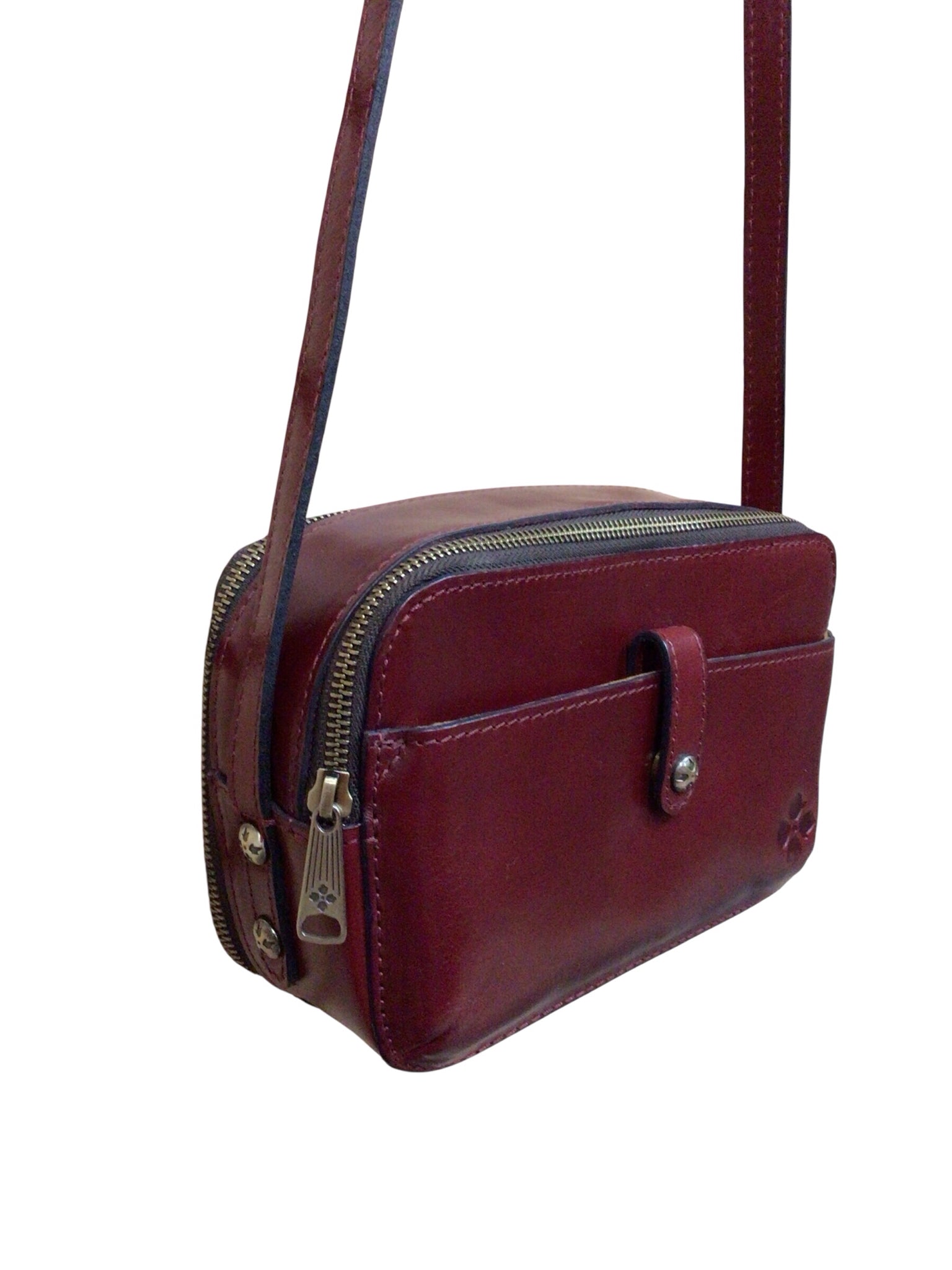 Patricia Nash "Alessa" Burgundy Leather Crossbody Bag