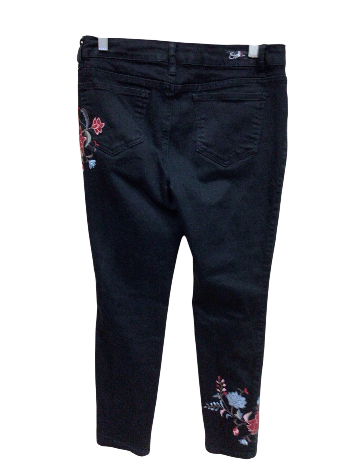 Earl Jean Floral Embroidered Black Jeans Size 8