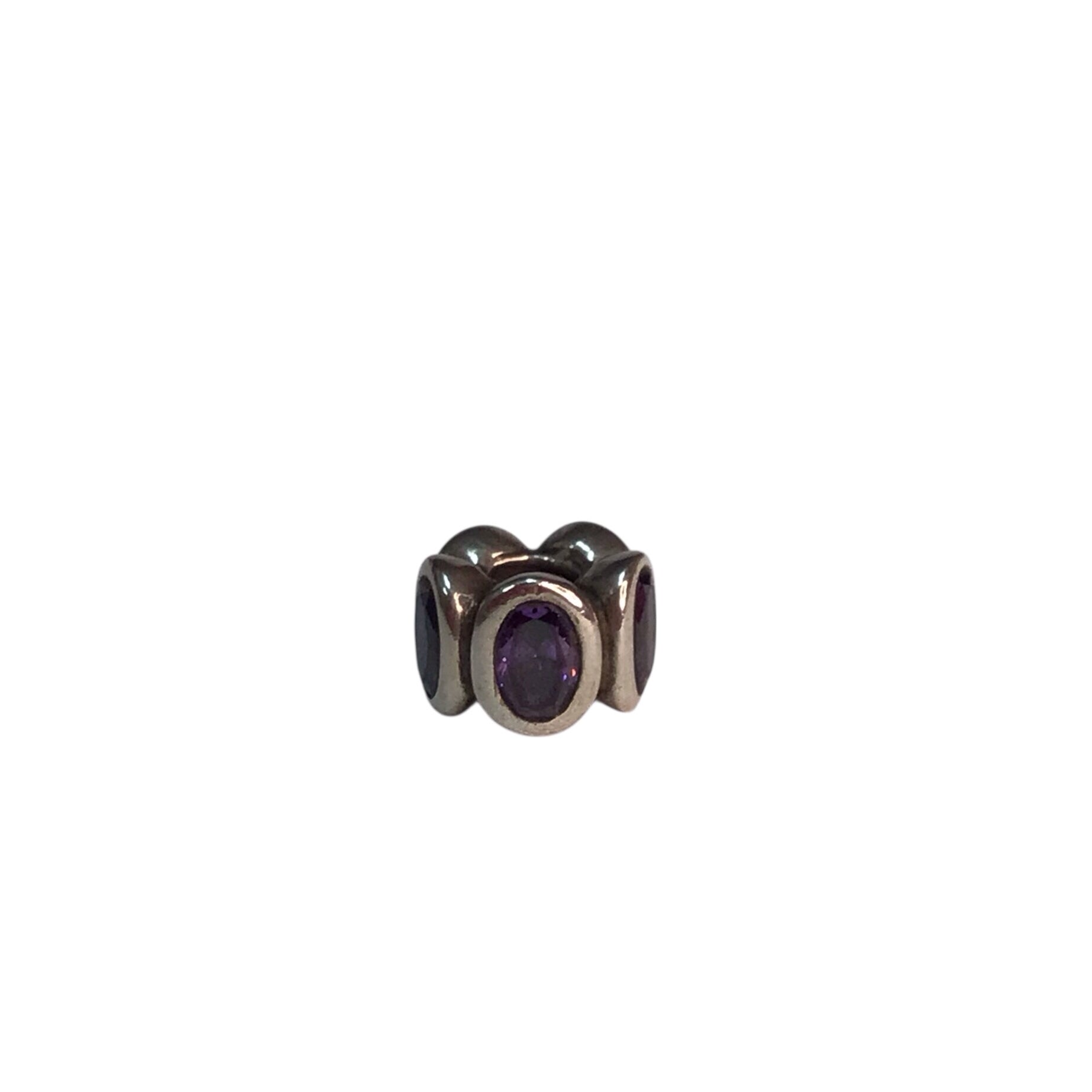 Pandora "Oval Lights" Amethyst & Sterling Silver Jewelry Charm