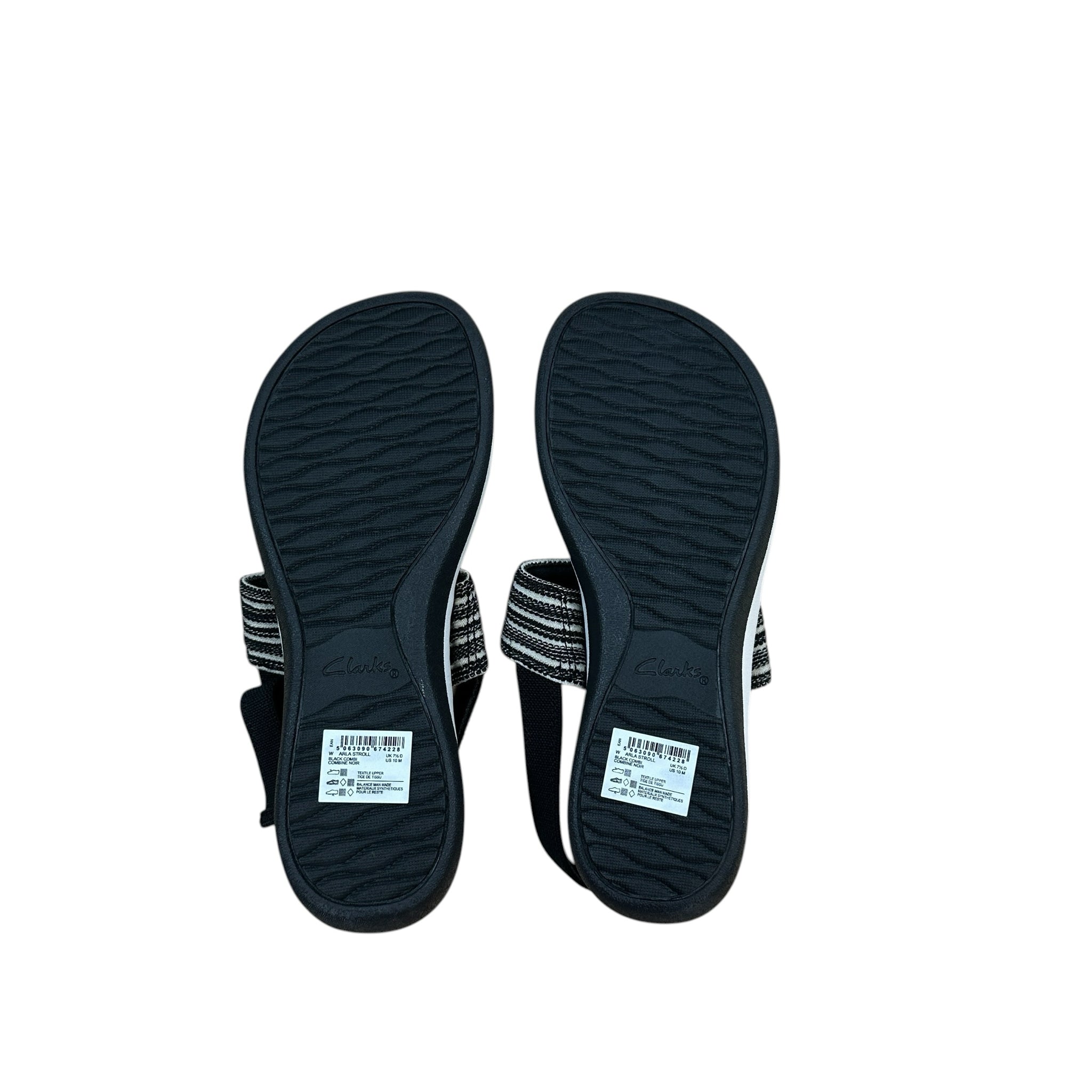 Clarks Cloudsteppers Black & White Sandals Size 10