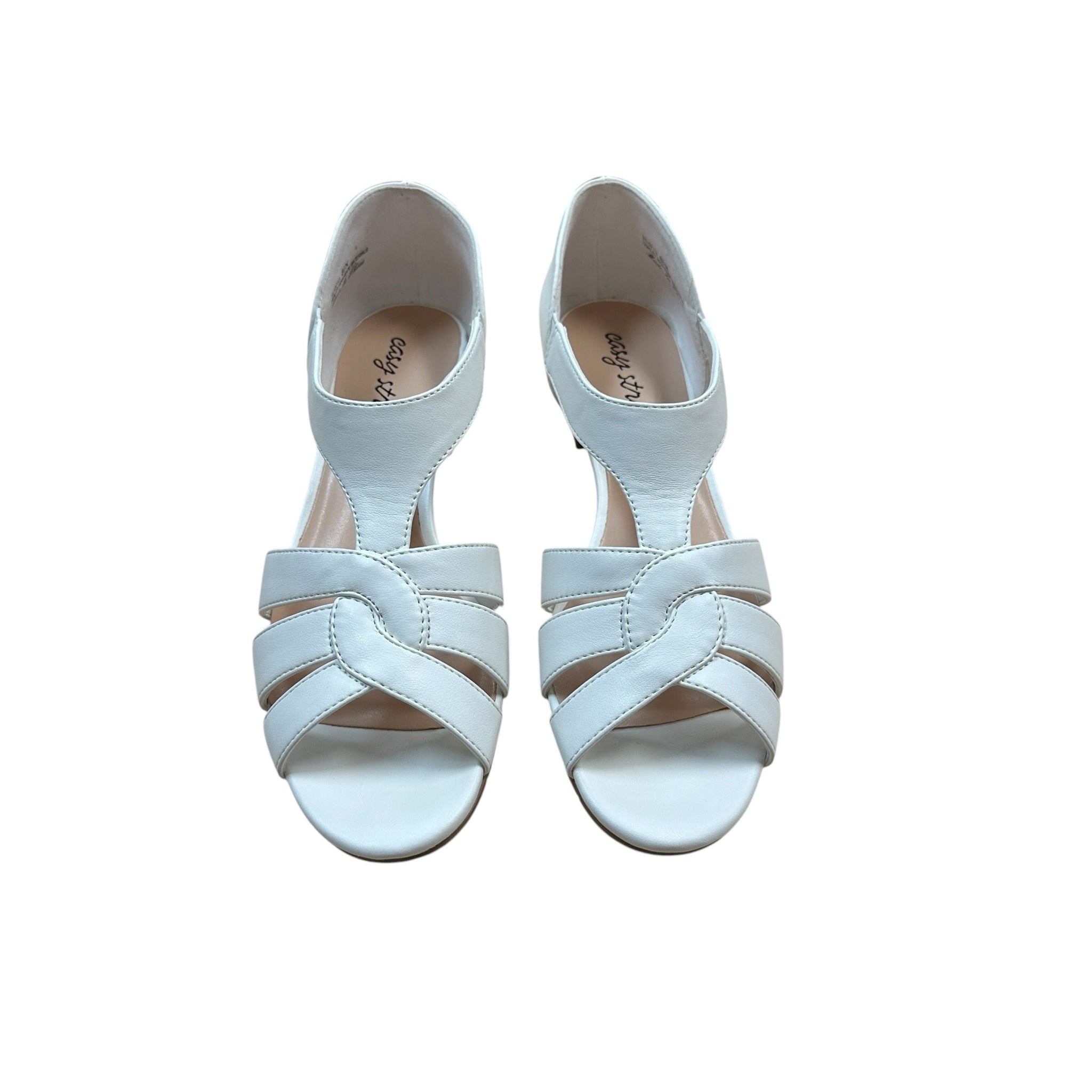 Easy Street White "Essie" Heel Sandals Size 6.5 N