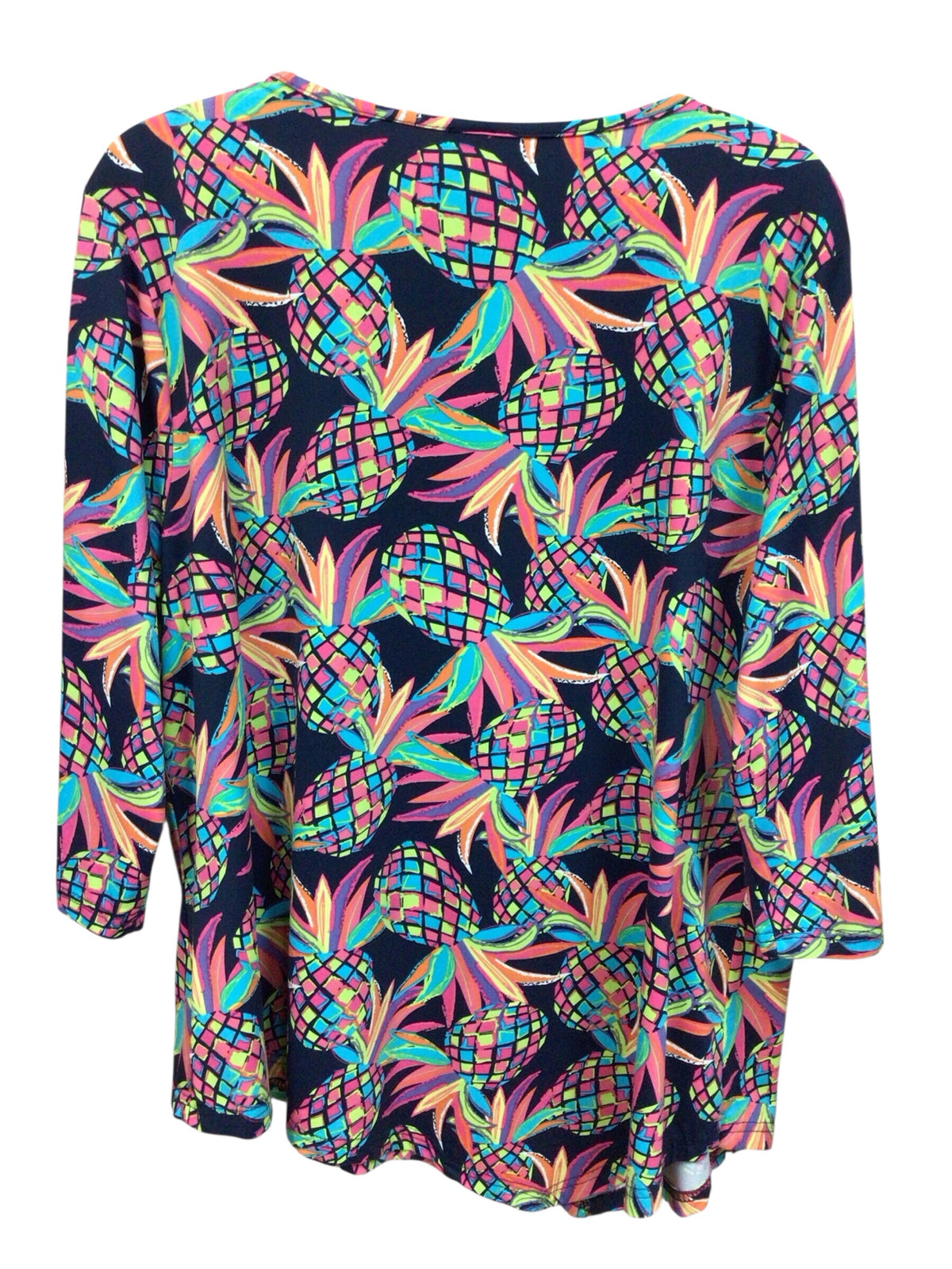 Lulu B Vibrant Pineapple 3/4 Sleeve Top Size 1X