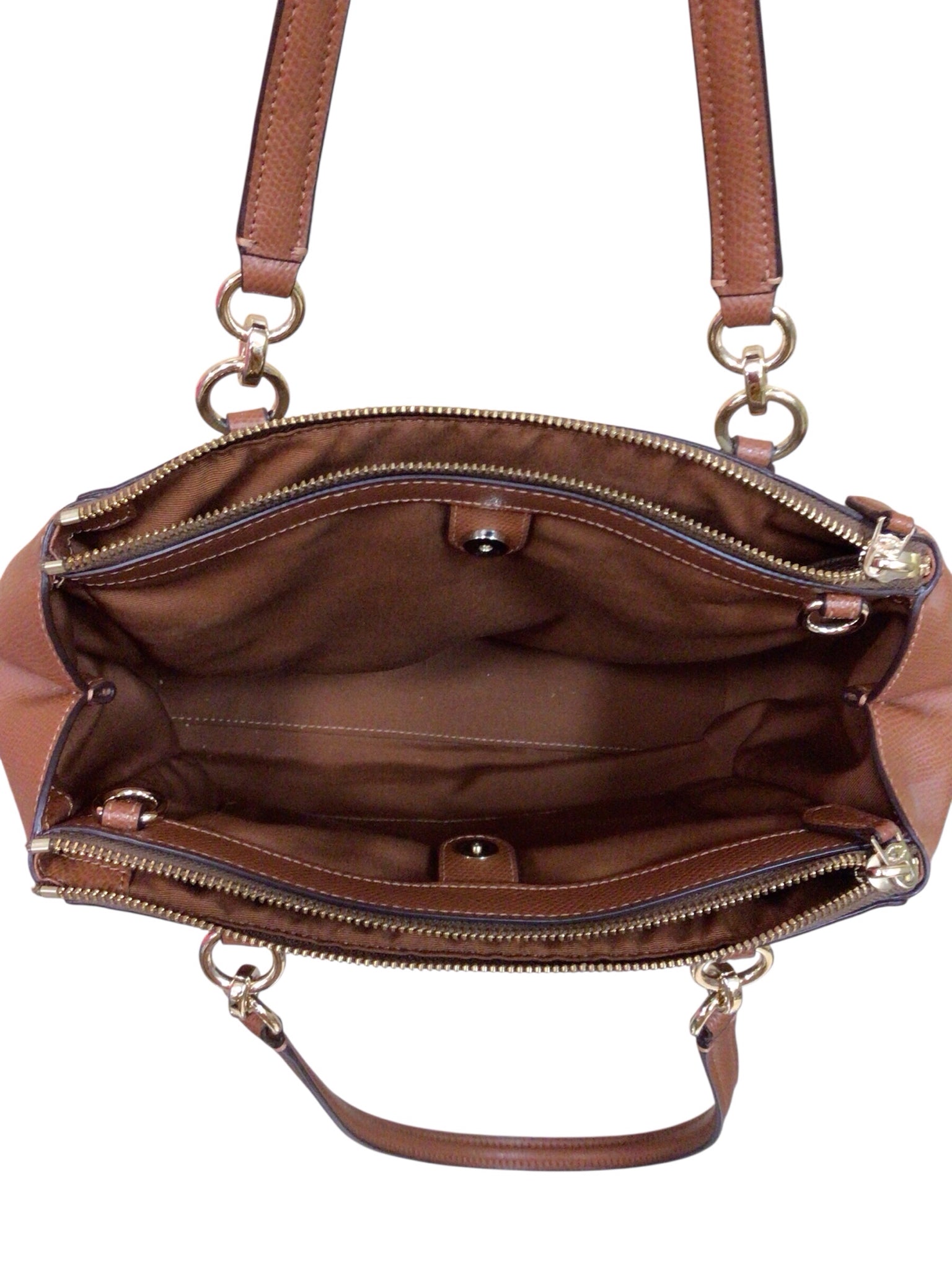 Coach "Christie" Carryall Brown Coated Canvas Monogram Crossbody Satchel